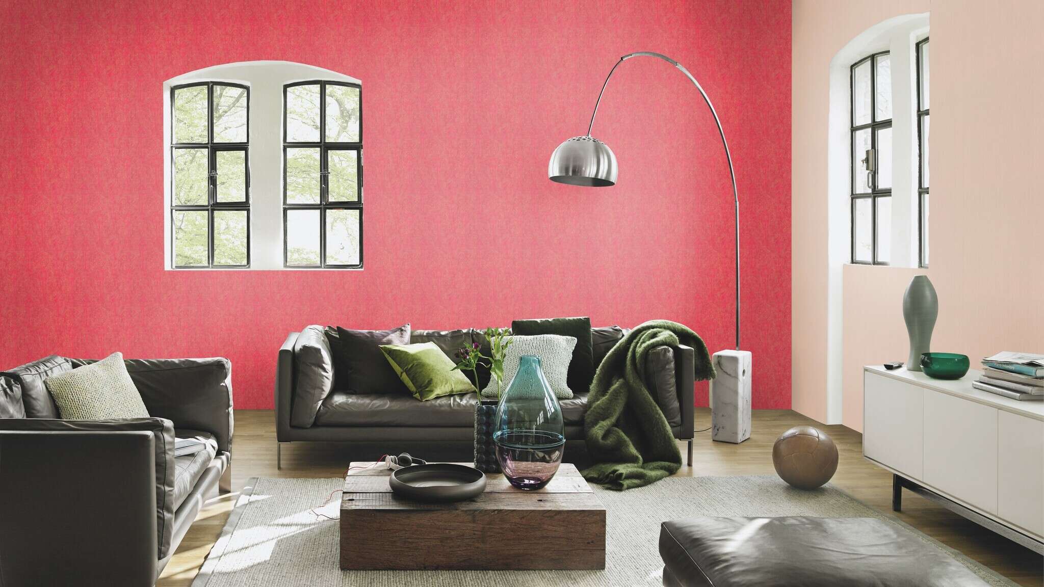 10-746075 Raumbilder 1 Room with Single-colour wallpaper with a textile texture