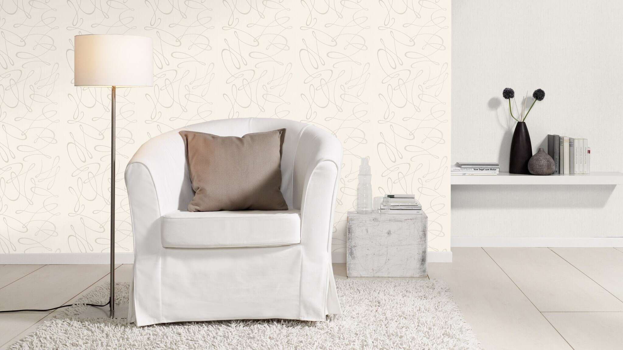 10-804539 Raumsituationen 10 Room with Single-colour wallpaper with a fine texture