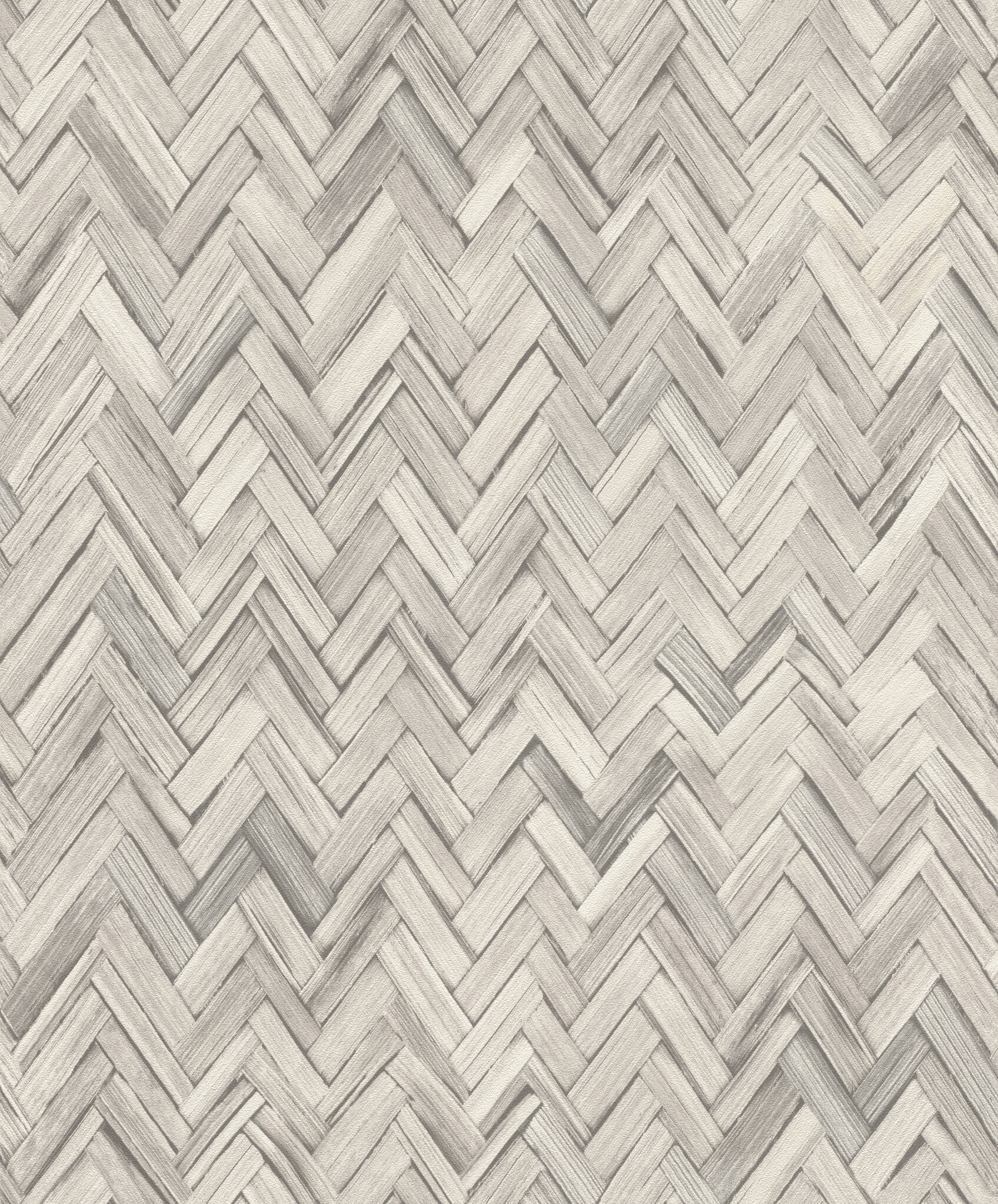 10-410365 Artikelscan 1 Papier peint non tissé gris aspect bambou naturel à motif chevrons – moderne et texturé.