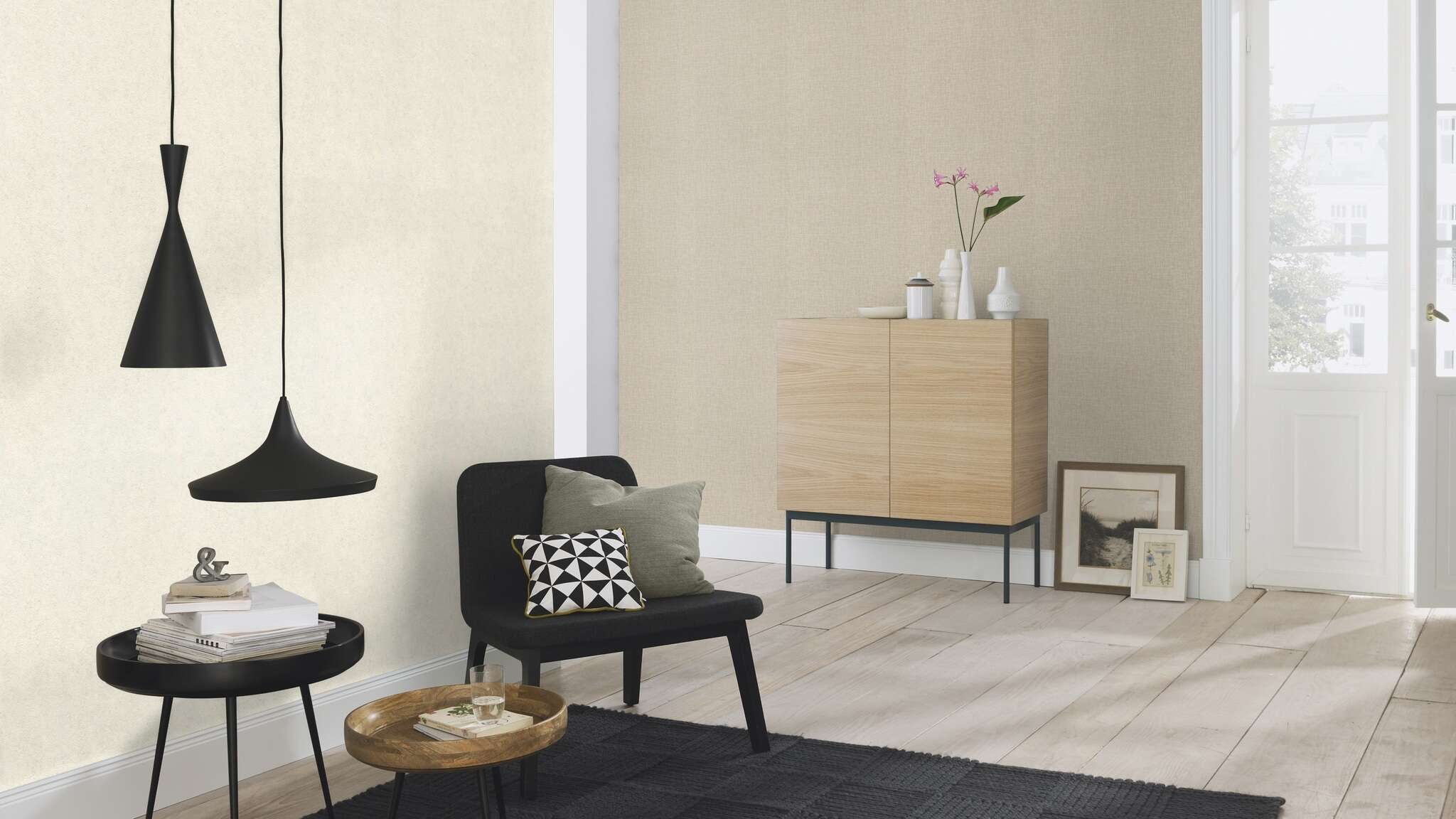 10-653724 Raumsituationen 3 Papier peint intissé uni beige-gris Welcome Home 653724