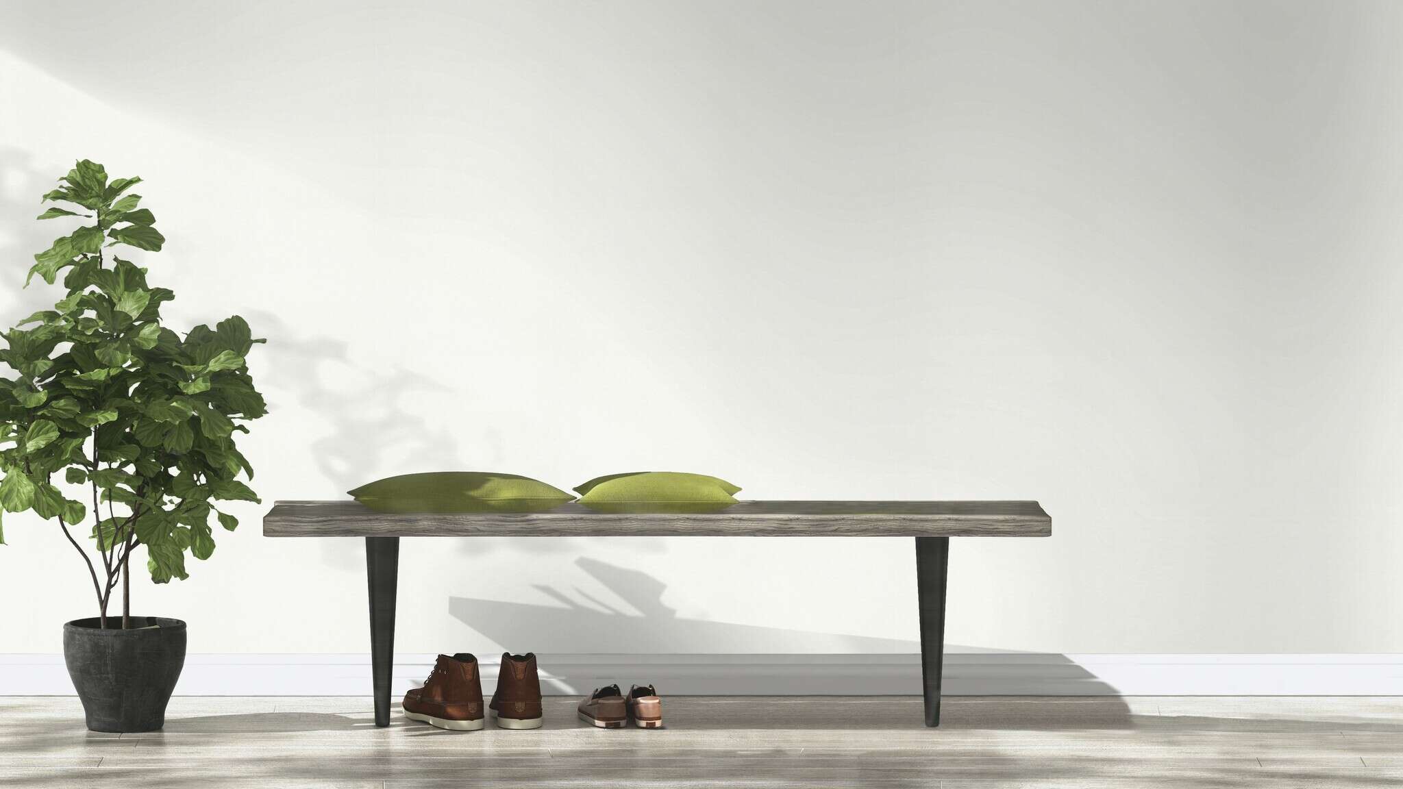 10-140217 Raumsituationen 1 Room with White, paintable waste paper non-woven