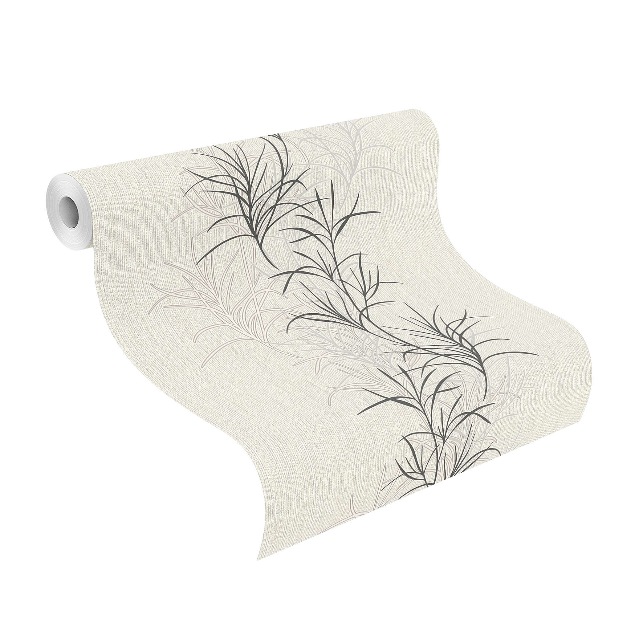 10-536027 Rolle abgerollt 1 Unrolled wallpaper roll with Wallpaper with stylised peacock feathers