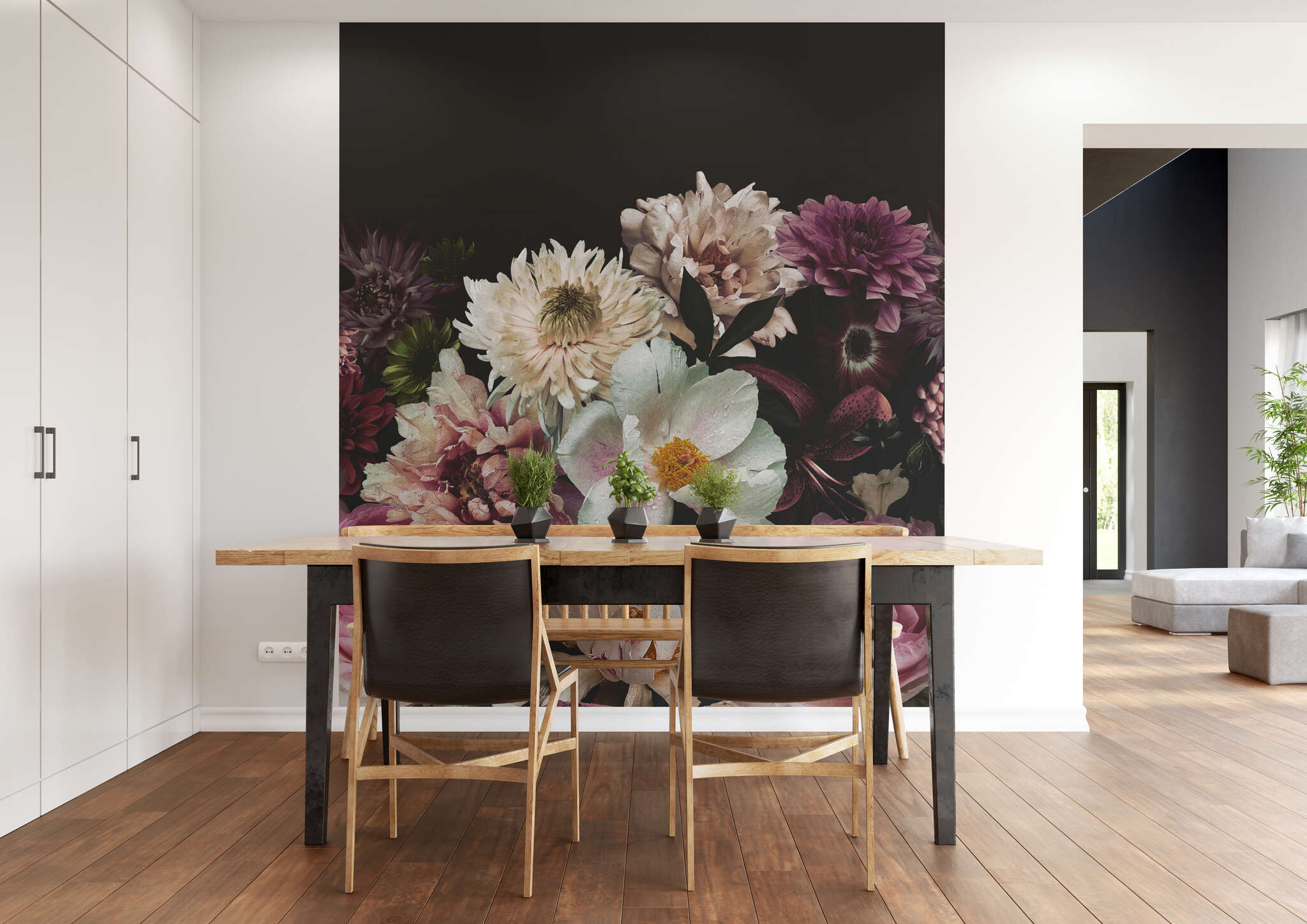 Esszimmer mit 363821 - Wandbild - Blumenpracht XXL mit Rosen, Dahlien und mehr magicwalls photo wallpaper 363821