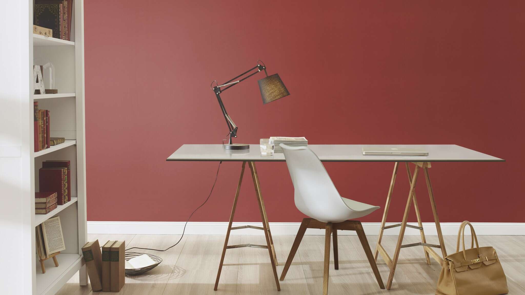 10-688061 Raumsituationen 3 Room with Single-colour wallpaper with a textile texture