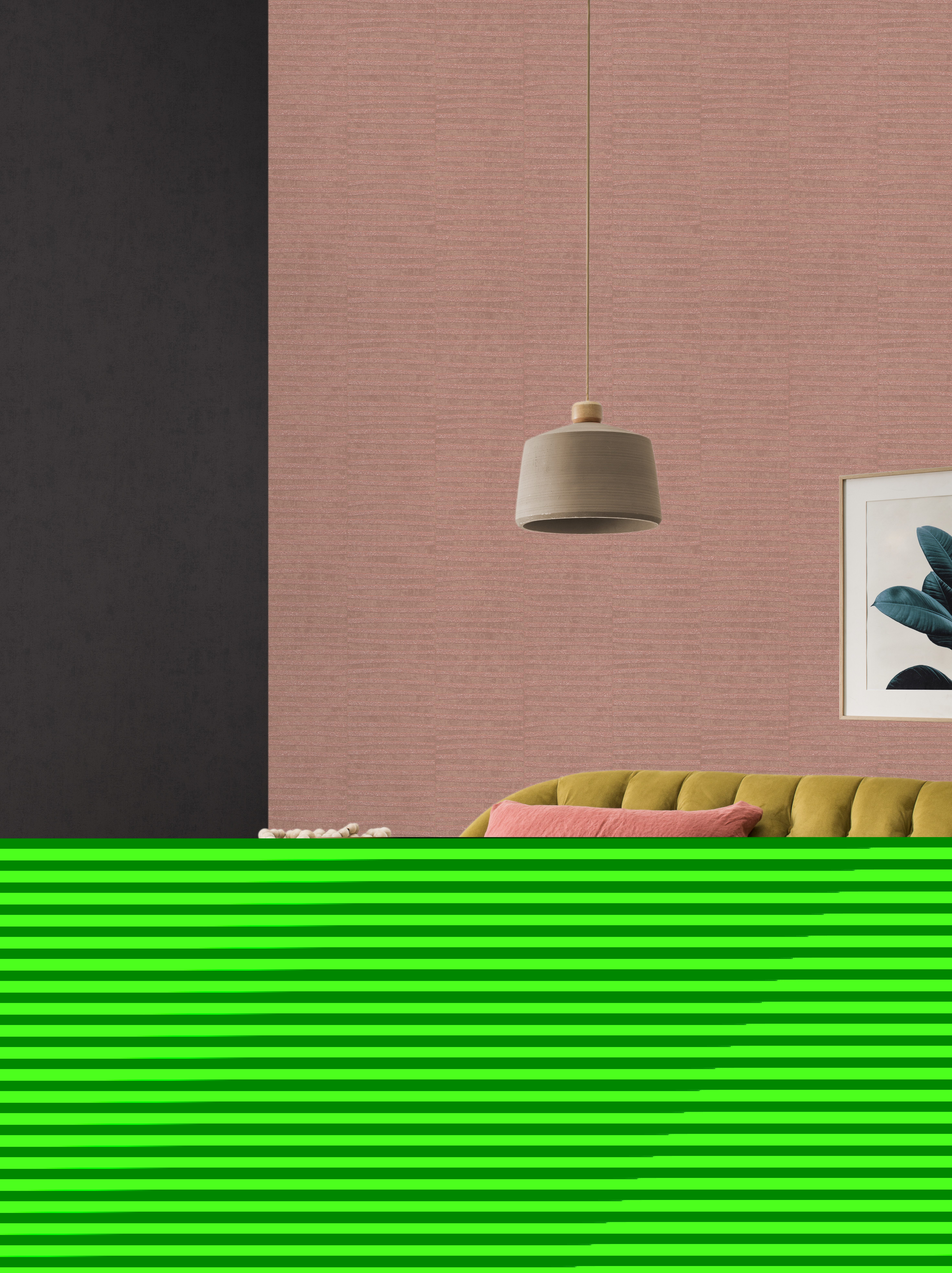 10-542059 Raumsituationen 2 Non-woven wallpaper in pink-olive Selection 542059