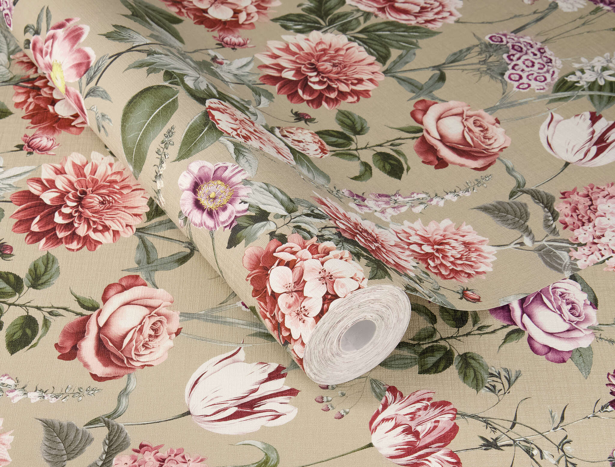 10-353006 Detailaufnahmen 1 Papier peint intissé à motifs floraux verts et roses 353006