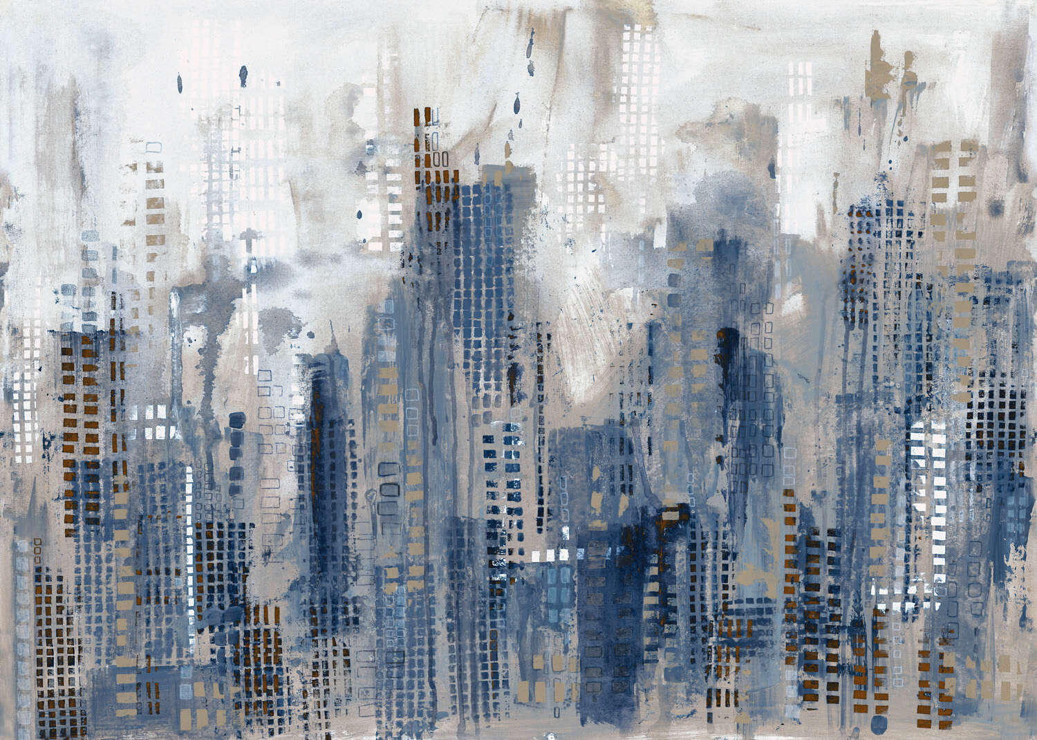 360837 - Wandbild - Abstrakte Hochhaus-Skyline magicwalls Papier peint Skyline en bleu - 360837