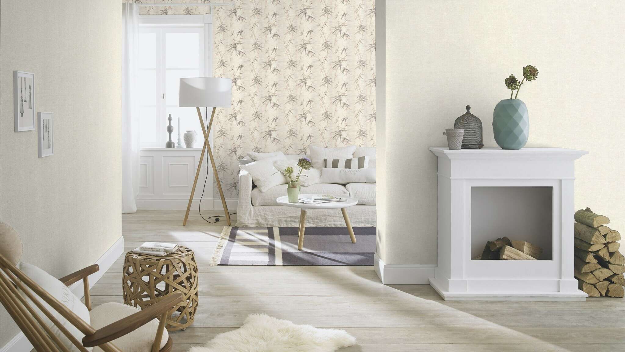 10-507539 Raumsituationen 1 Room with Textured wallpaper with three-dimensional plants