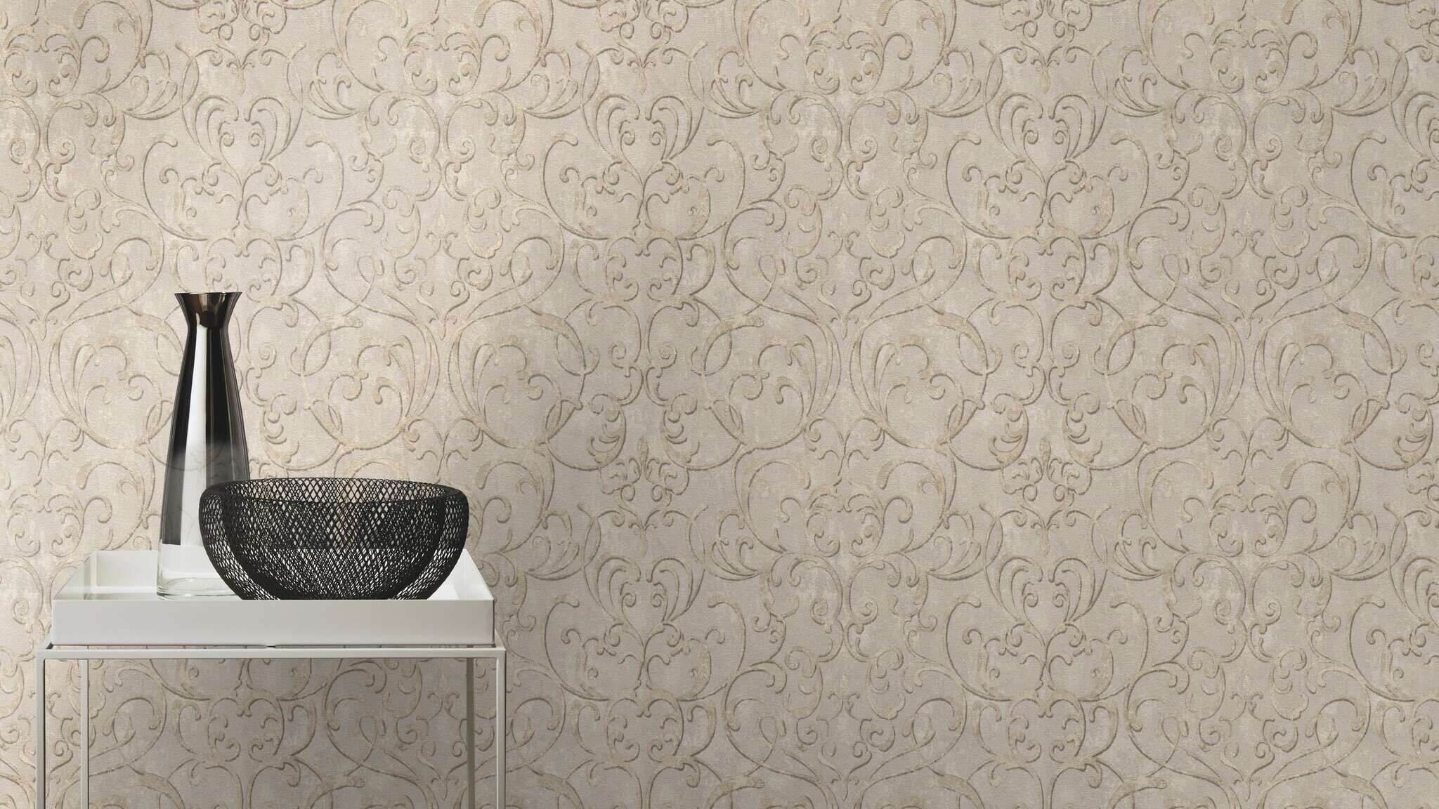 10-651614 Raumsituationen 2 Non-woven wallpaper in beige-taupe light Selection 651614