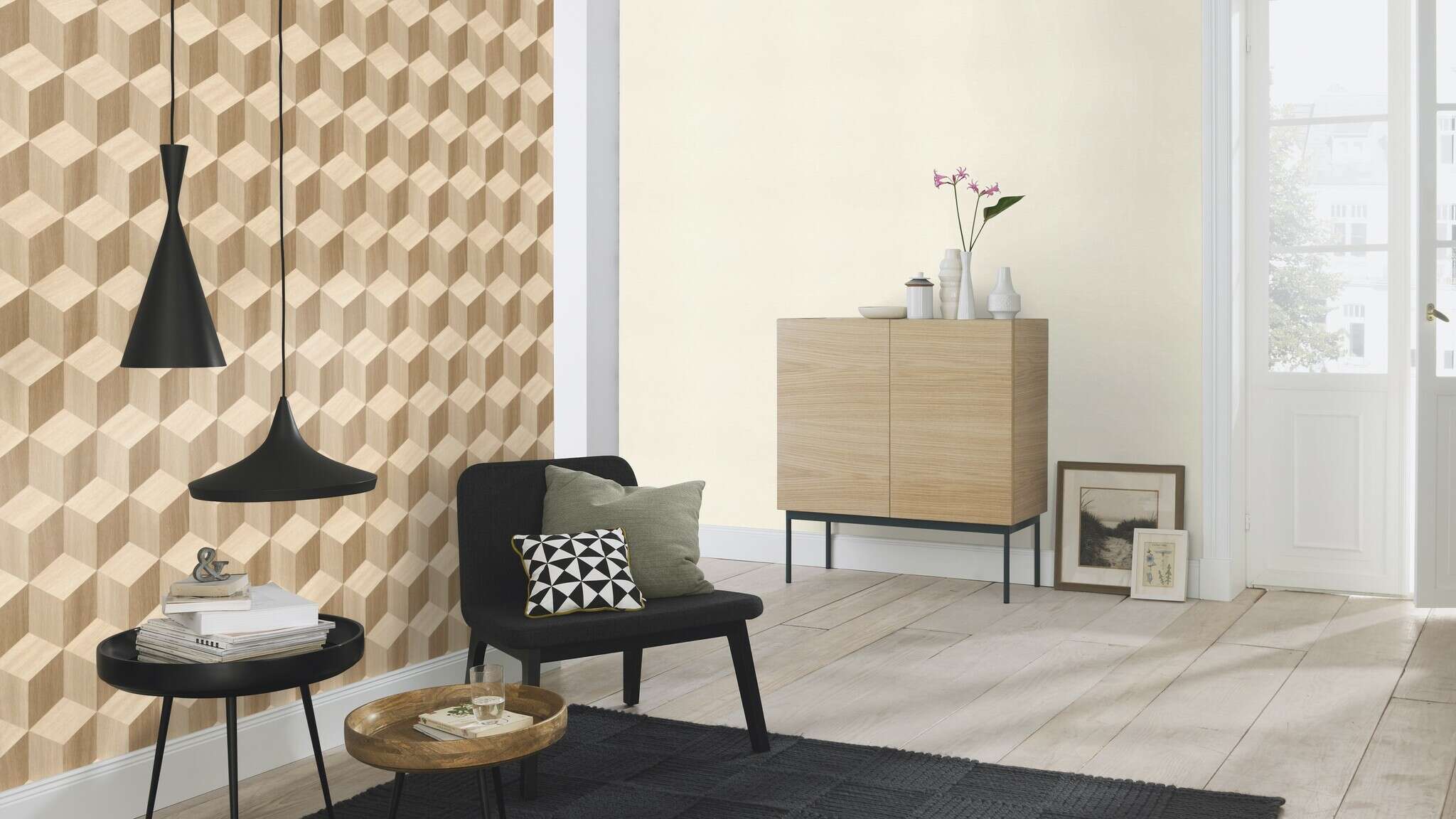 10-833737 Raumsituationen 2 Non-woven wallpaper in beige-light beige Selection vinyl/non-woven 833737