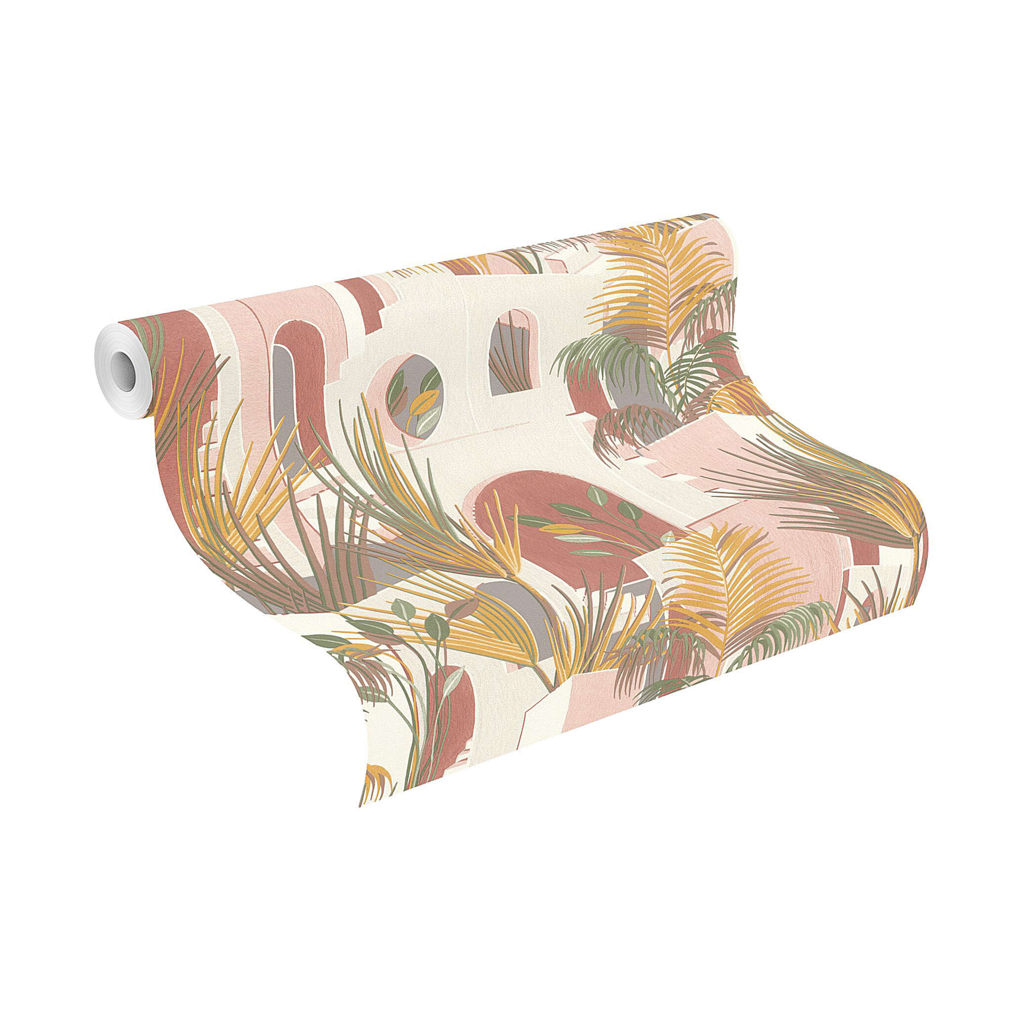 10-689105 Rolle abgerollt 1 Non-woven palm tree wallpaper in brown-terra selection vinyl/non-woven 689105