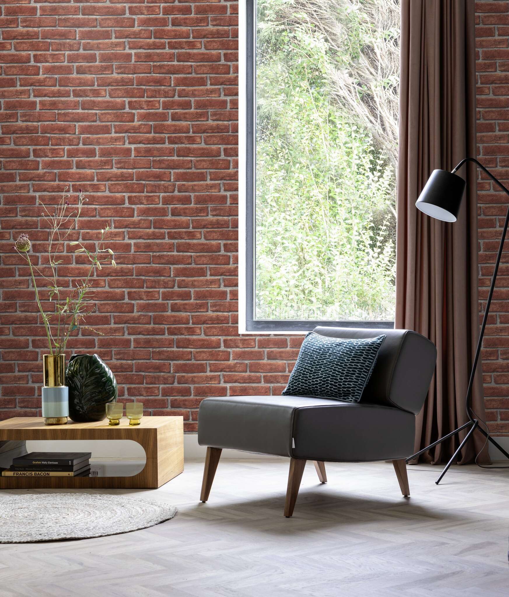 10-791440 Raumsituationen 4 Room with Wallpaper with brick wall