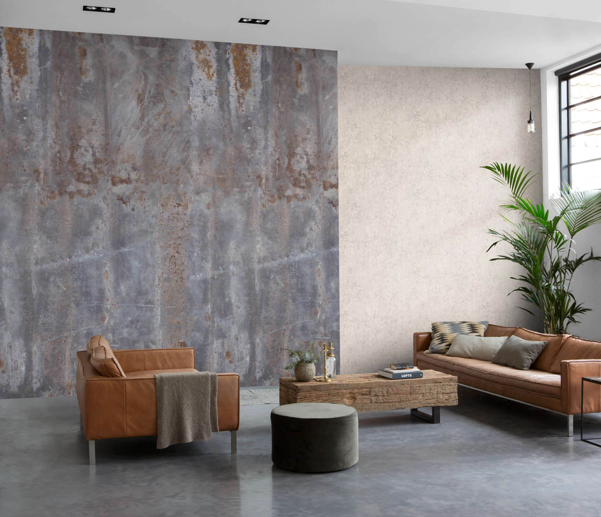 10-368109 Raumbilder 1 Wall mural with metal look in grey-brown Factory VI 368109