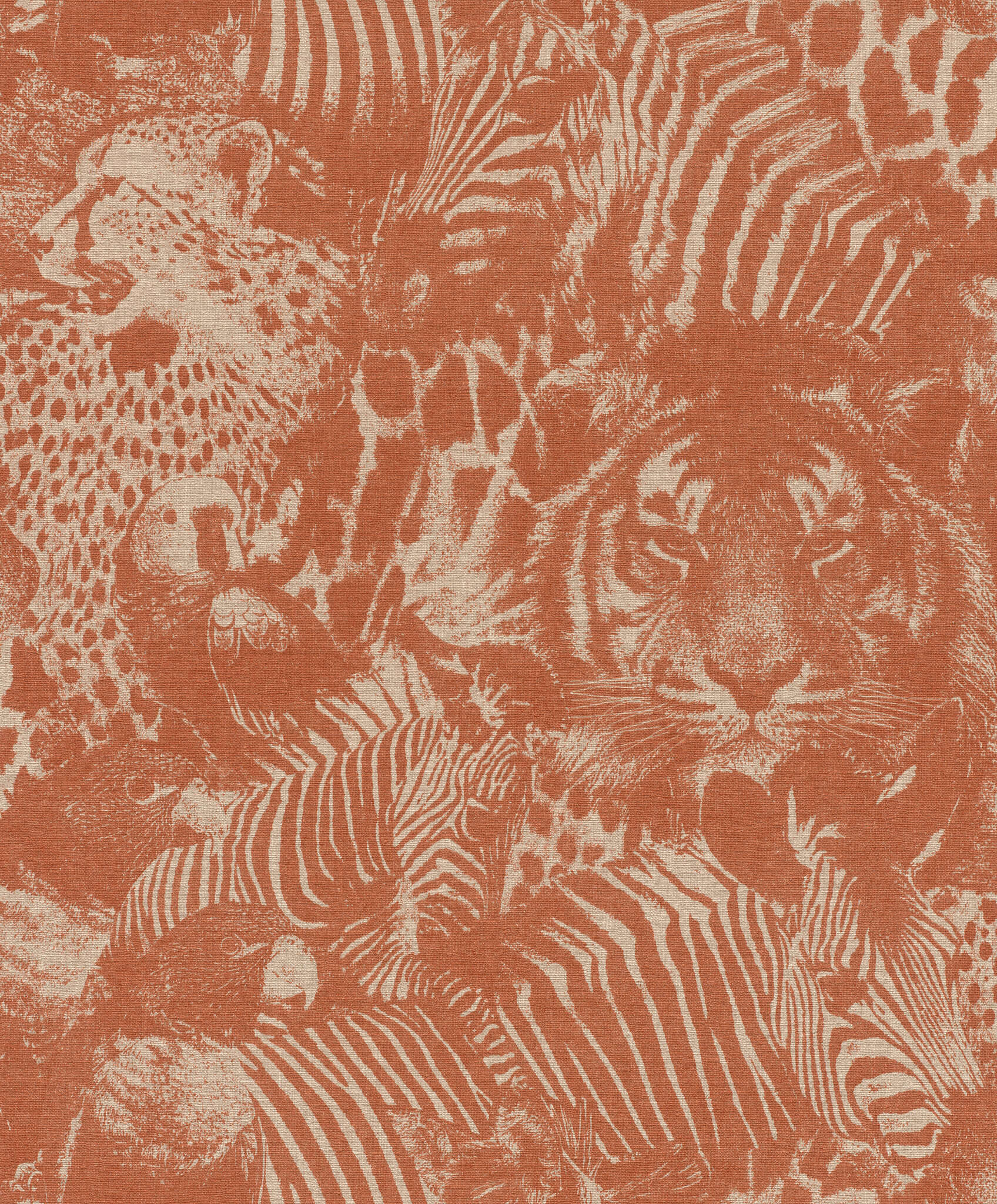 10-704723 Artikelscan 1 Non-woven wallpaper with safari animals in red 704723