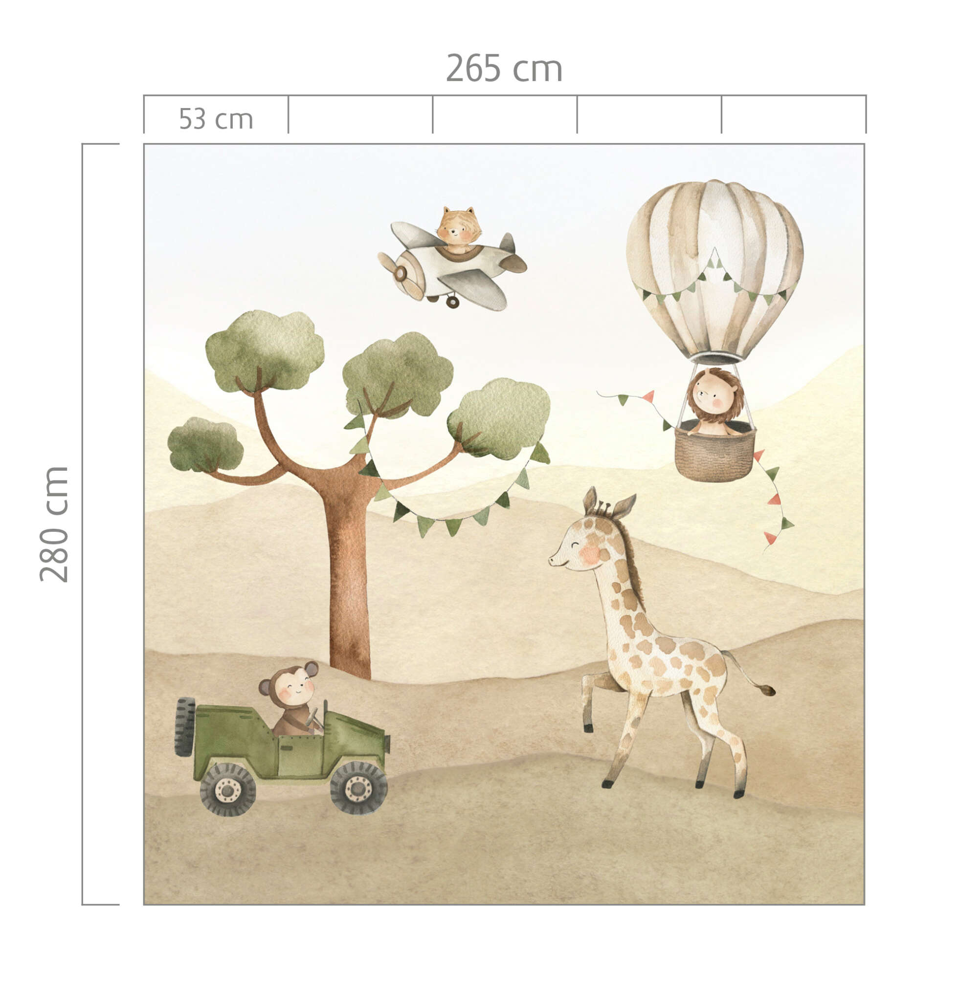 10-368000 Bildauschnitt 1 Fototapete Kinder mit Tieren in Beige - Kids World II 368000