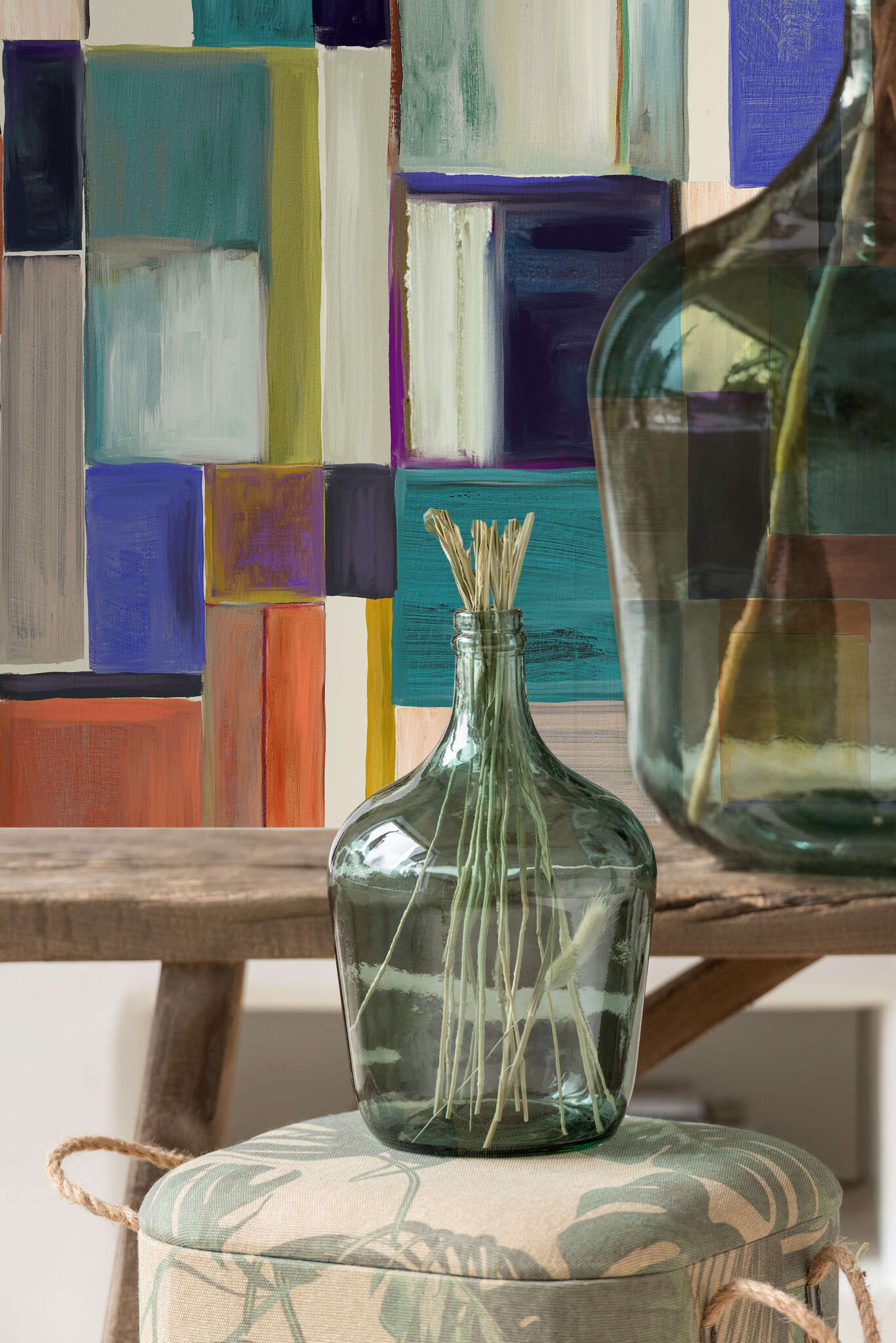 10-300171 Raumsituationen 2 Wall mural Color Blocks in Green | Roomblush - RB474