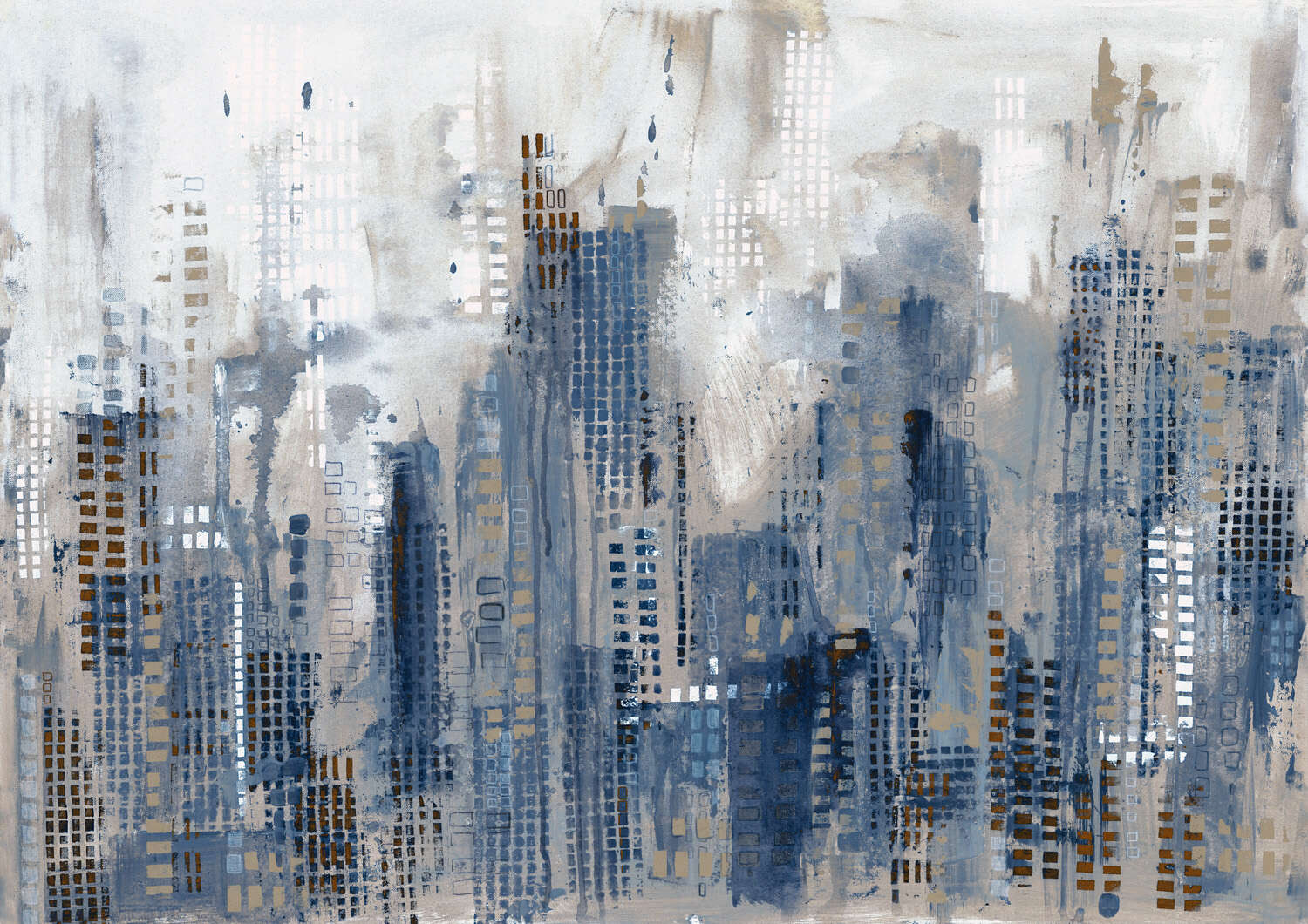 360844 - Wandbild - Abstrakte Hochhaus-Skyline magicwalls Fototapete Skyline in Blau - 360844