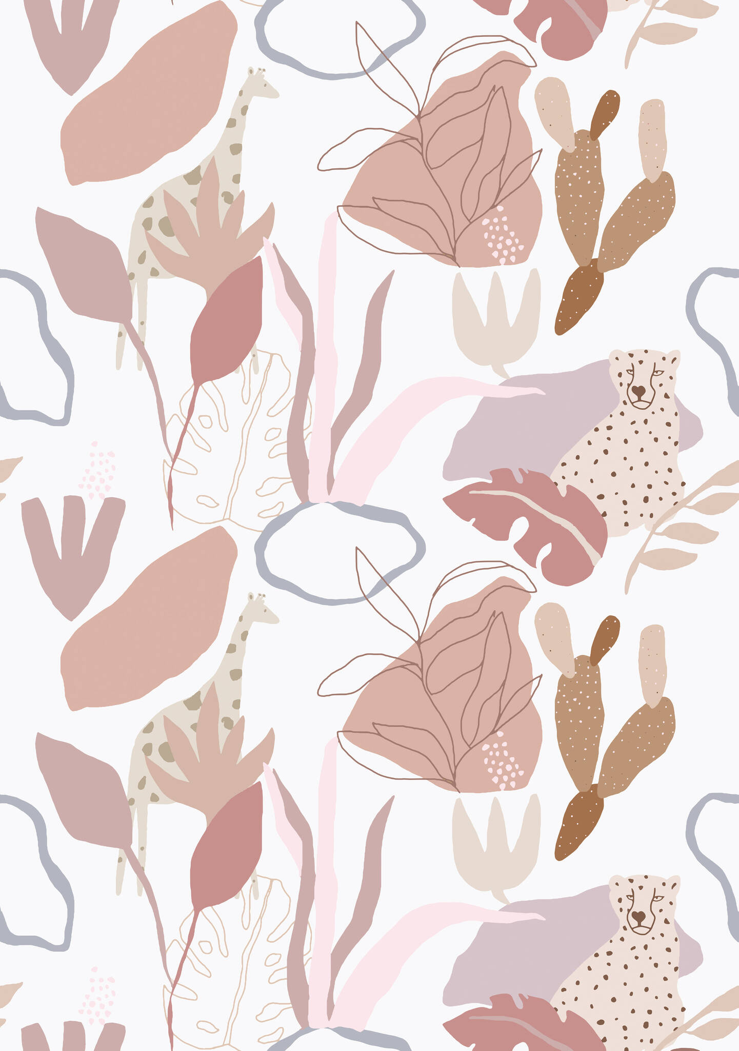 Vliestapete Safari in Rosa | Roomblush - RB378