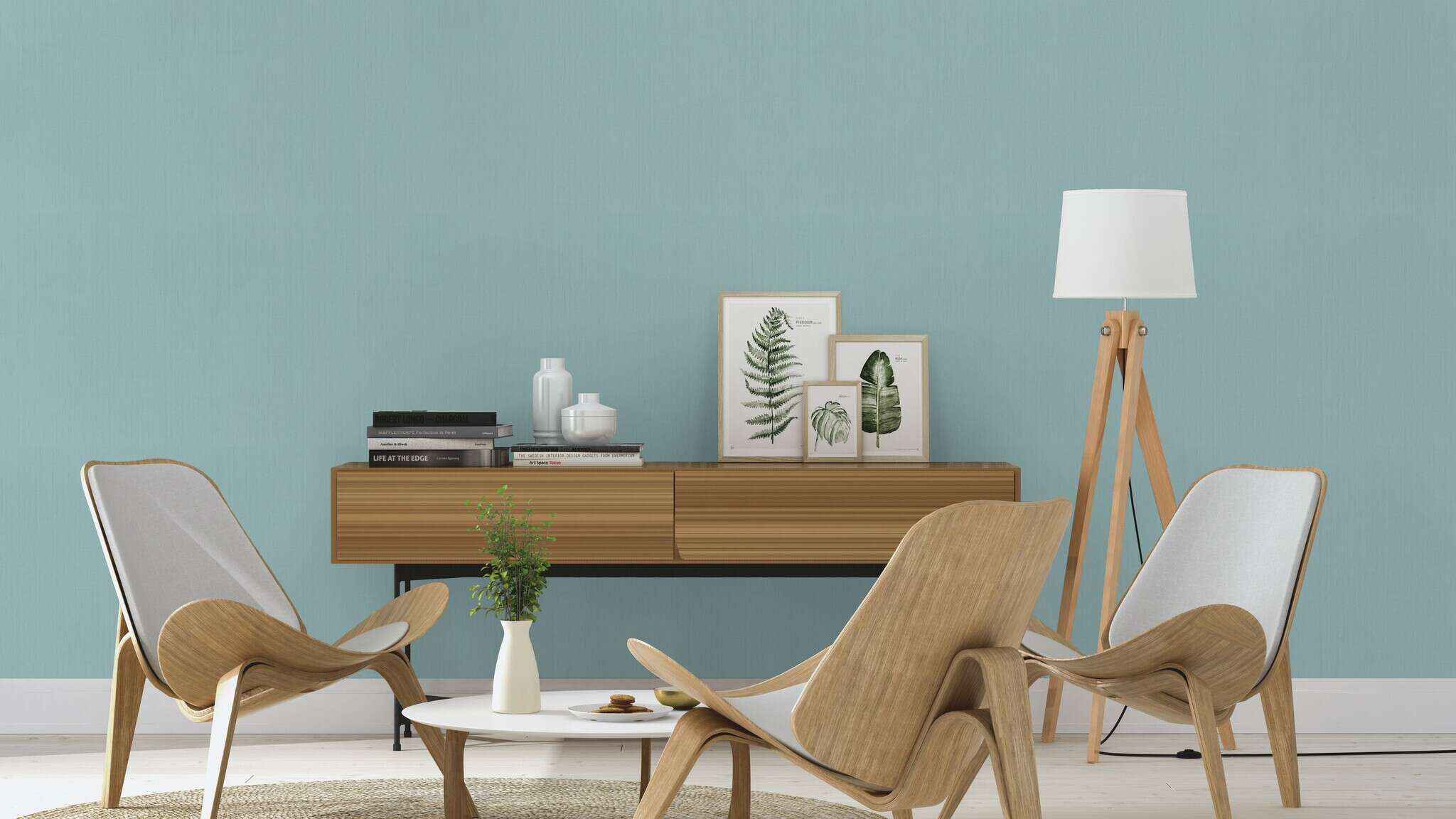10-746150 Raumbilder 2 Room with Single-colour wallpaper with a textile texture