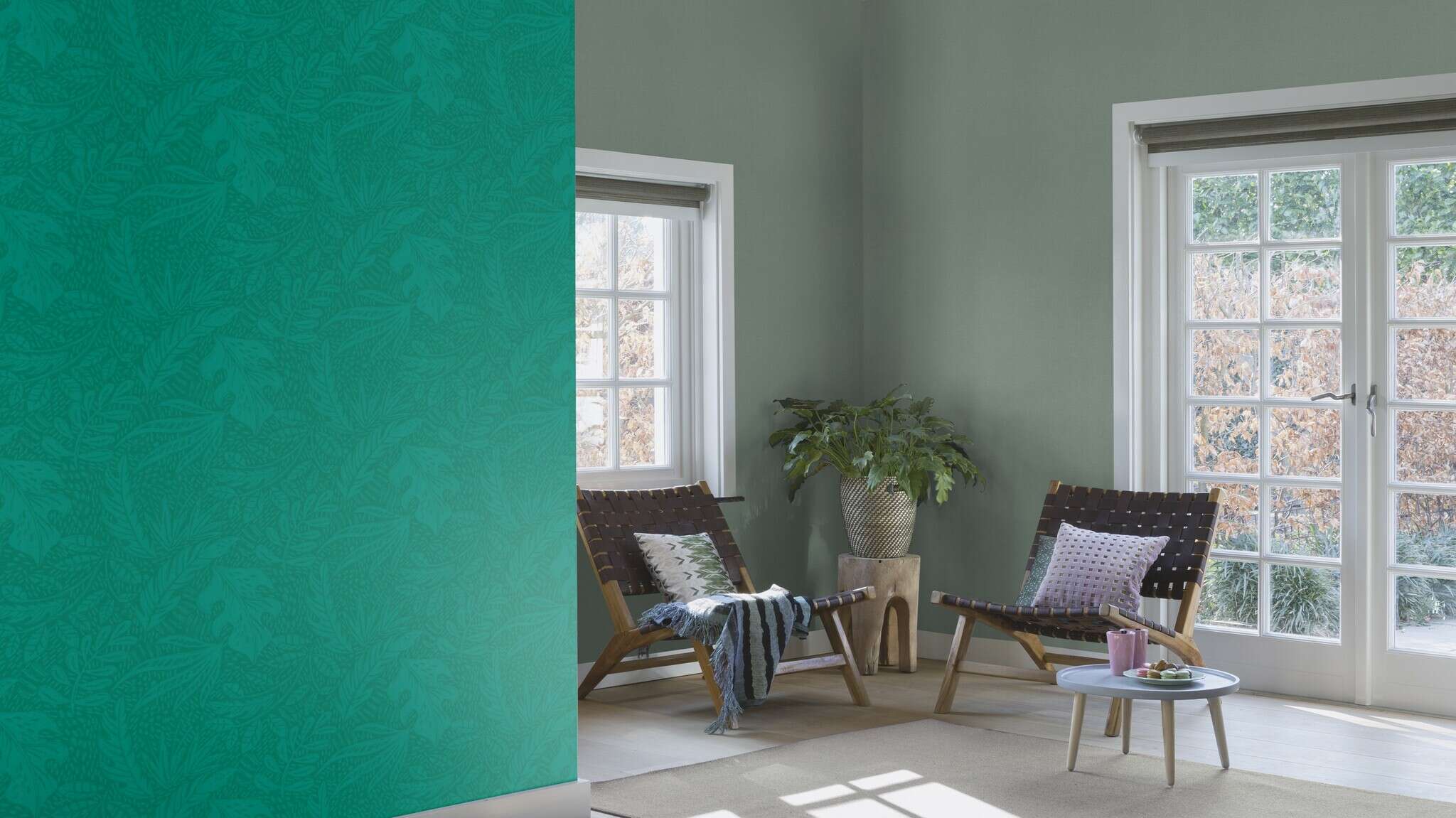 10-553062 Raumsituationen 4 Leaves non-woven wallpaper in green 553062