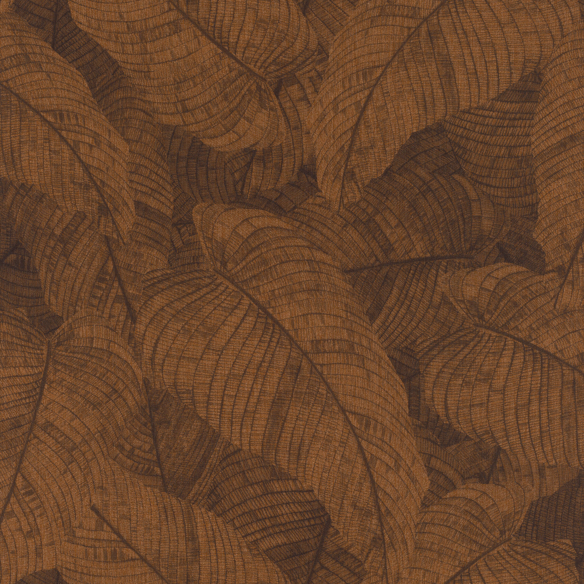 Blätter Vliestapete in Braun-Messing dunkel Amara 720563
