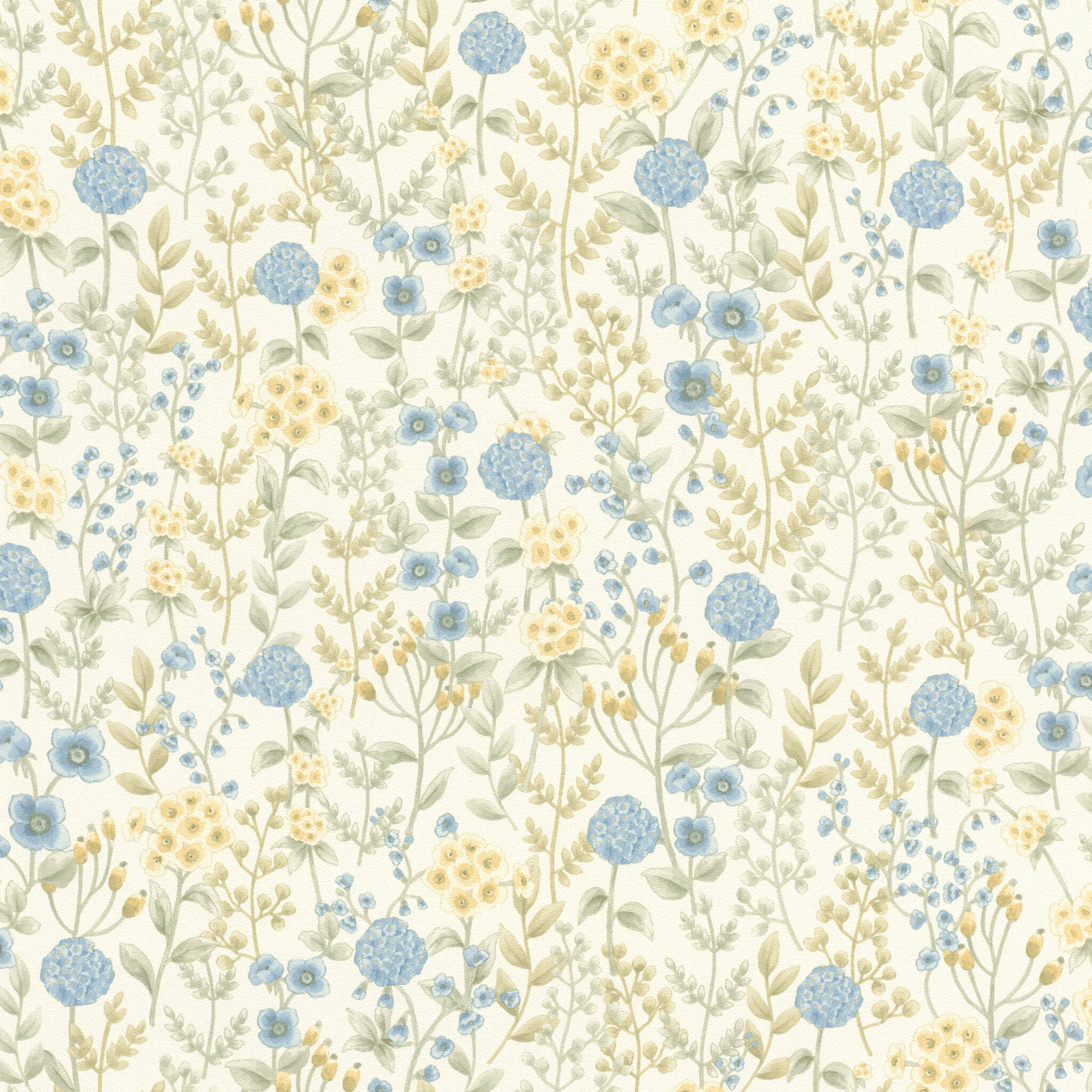 10-793710 Artikelscan 1 Non-woven wallpaper with yellow and blue flowers - 793710