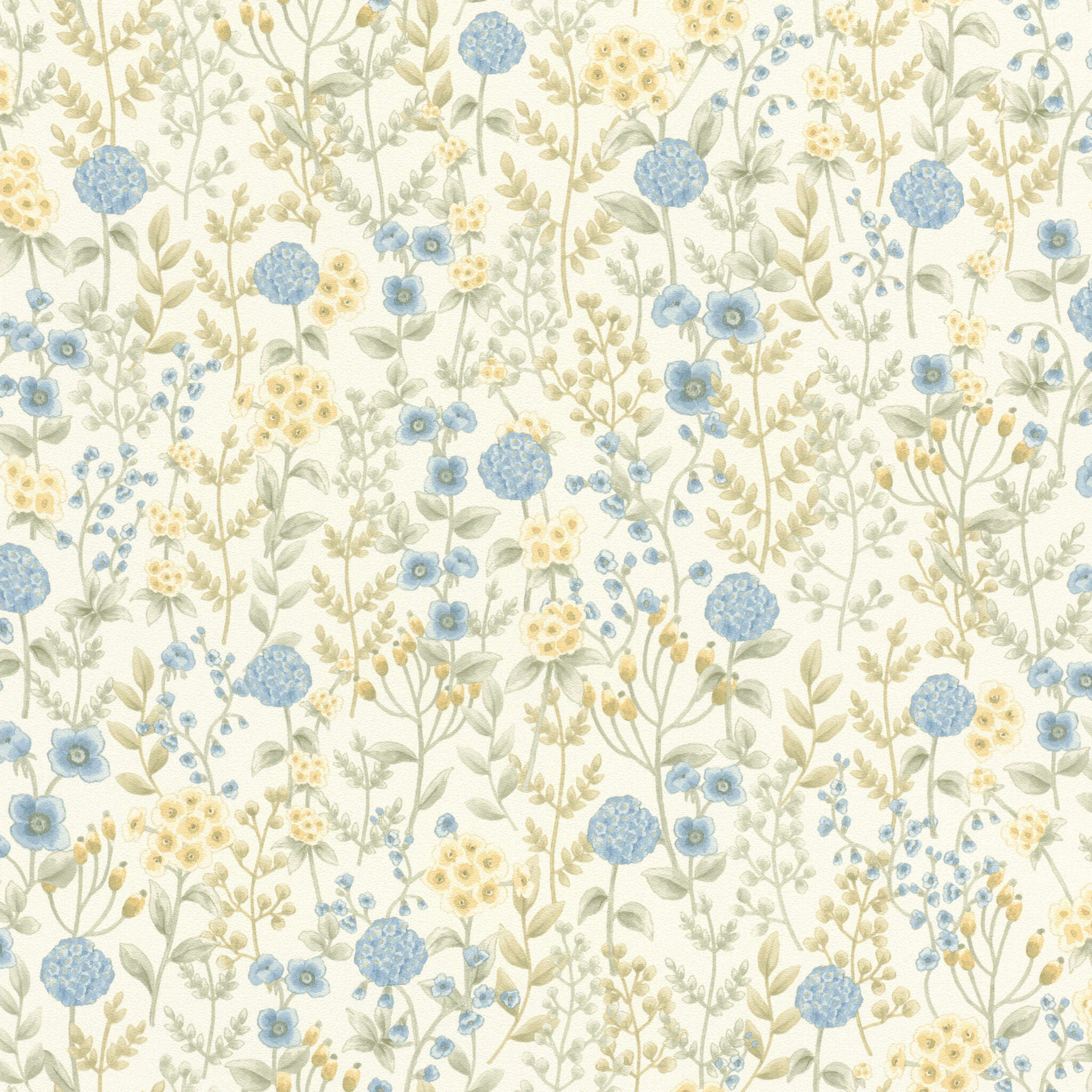 10-793710 Artikelscan 1 Non-woven wallpaper with yellow and blue flowers - 793710