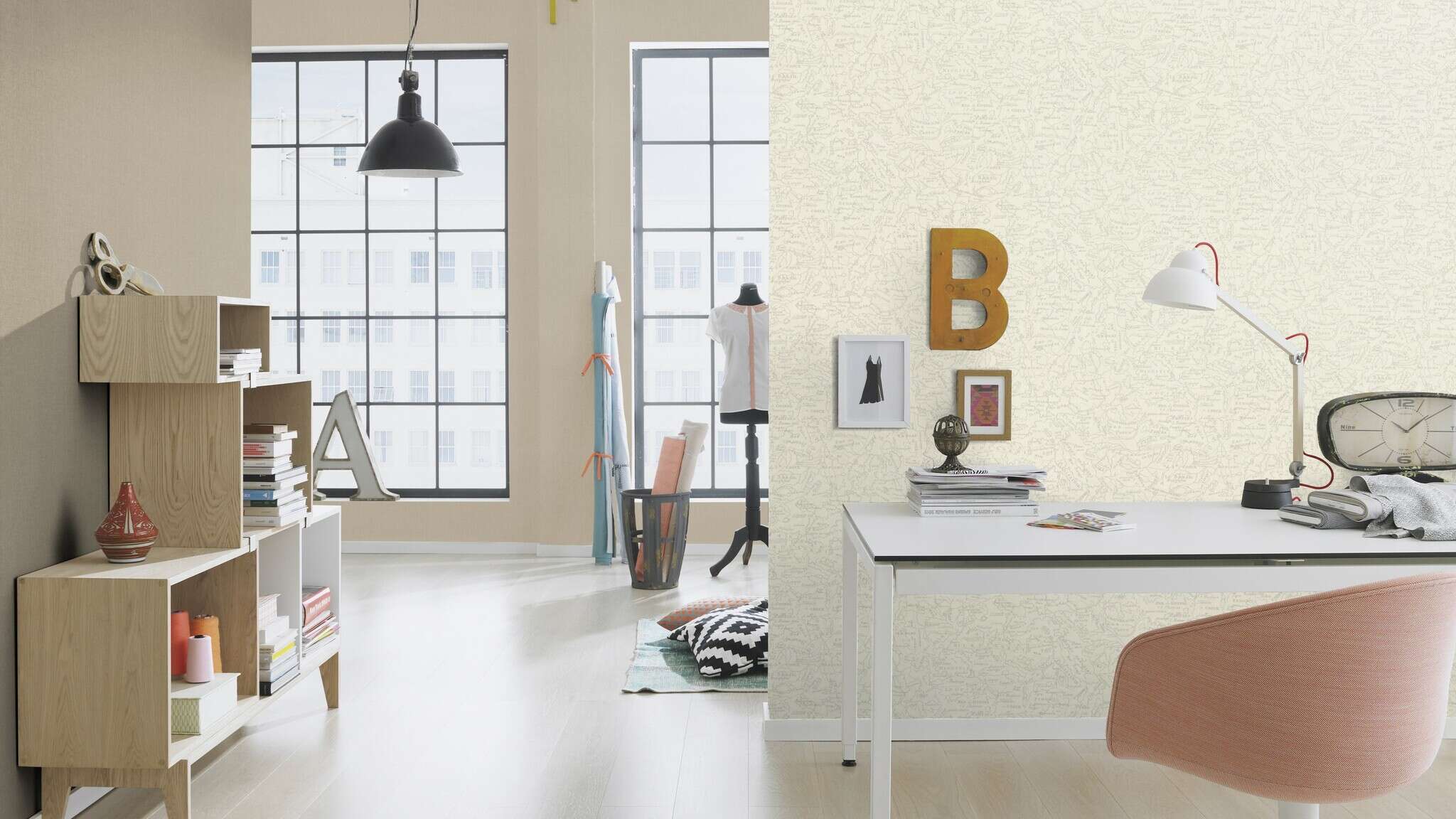 10-960709 Raumsituationen 3 Textile look non-woven wallpaper in brown My Cottage 960709