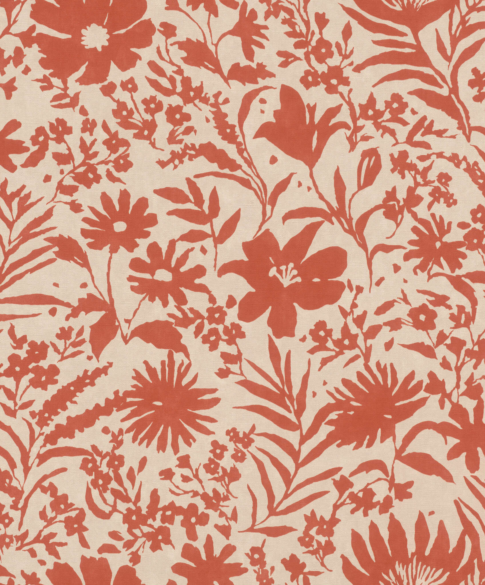 10-330427 Artikelscan 1 Lively floral design in terracotta – warm vintage look with a natural feel.