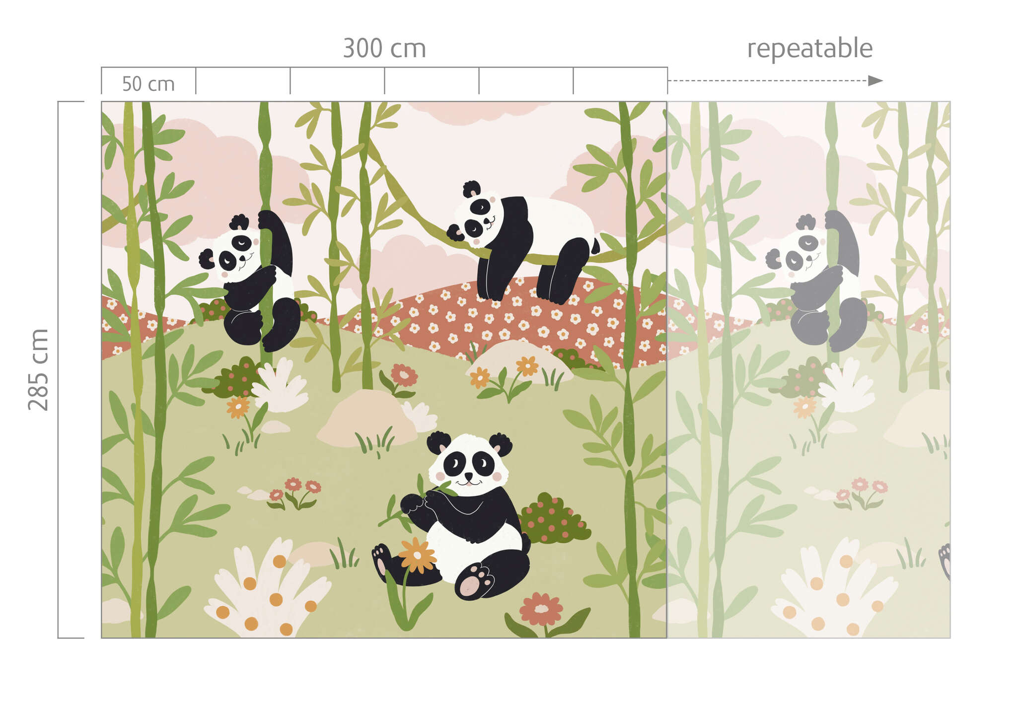 10-300026 Bildauschnitt 1 Wall mural Panda in Green | Roomblush - RB009-RC