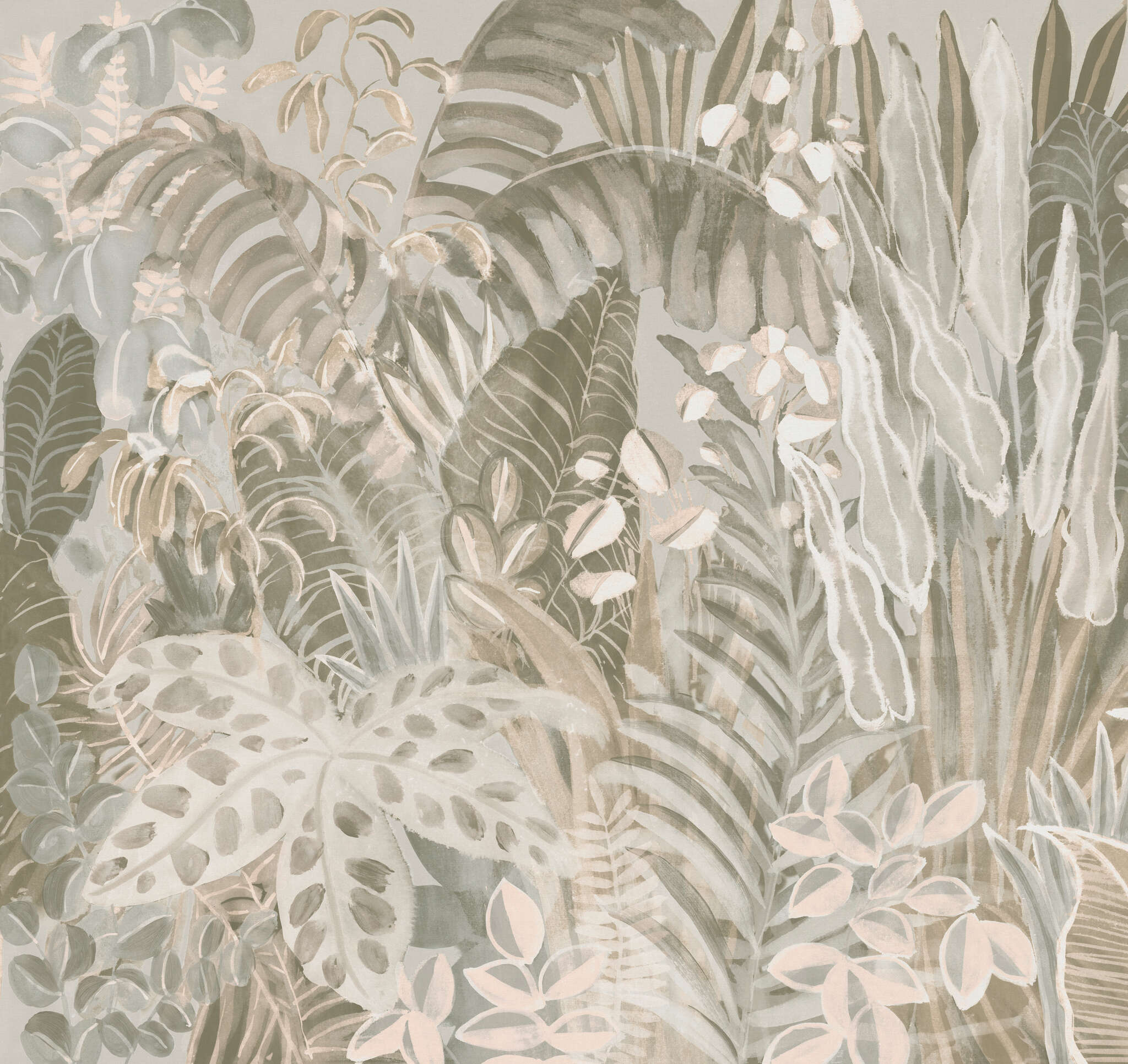 10-366679 Artikelscan 1 SCHÖNER WOHNEN photo wallpaper collection mural XXL BOTANICAL in light gray 366679