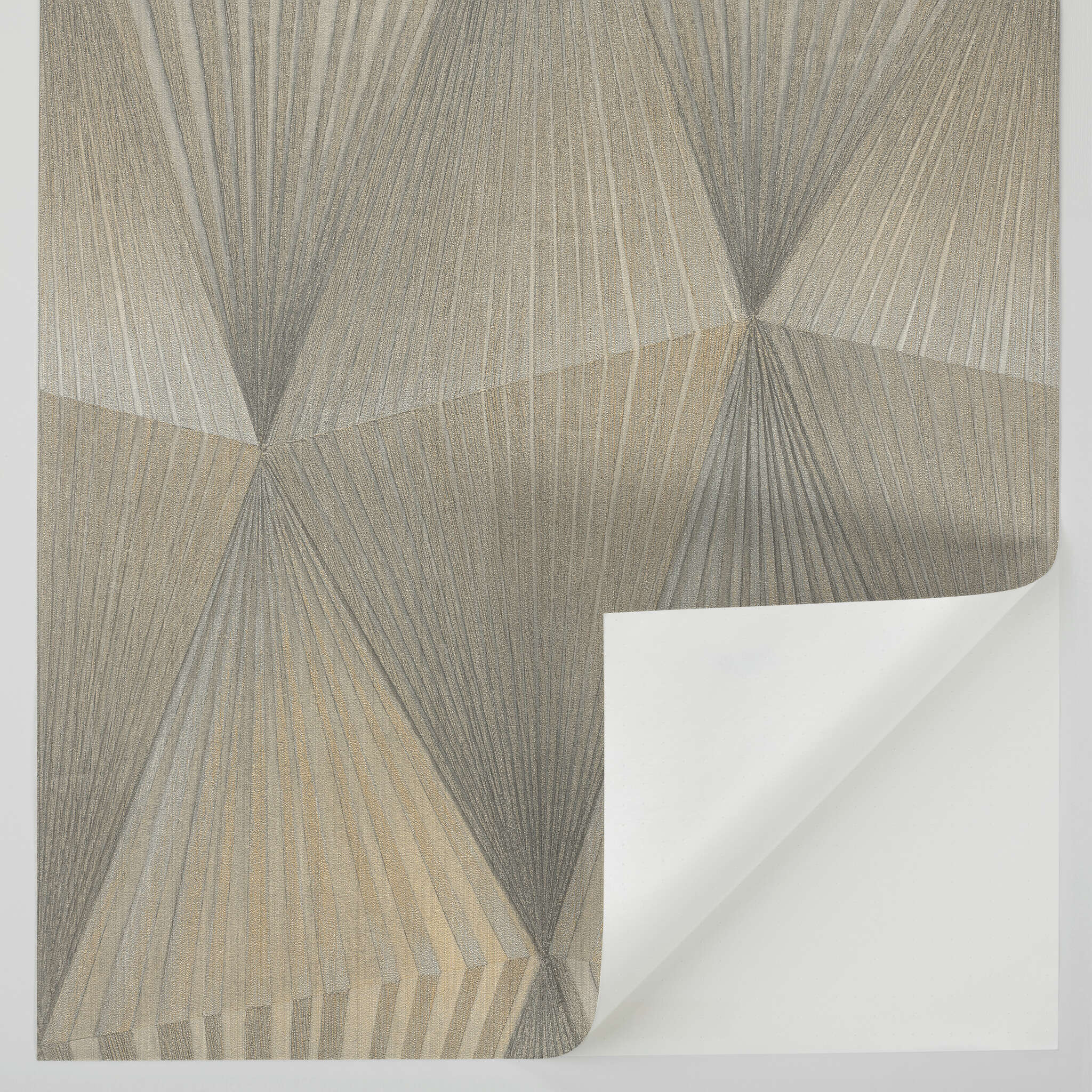 10-370706 Detailaufnahmen 3 Selbstklebende Tapete Cairo 370706 - Geometrisches 3D-Motiv in Grau und Gold