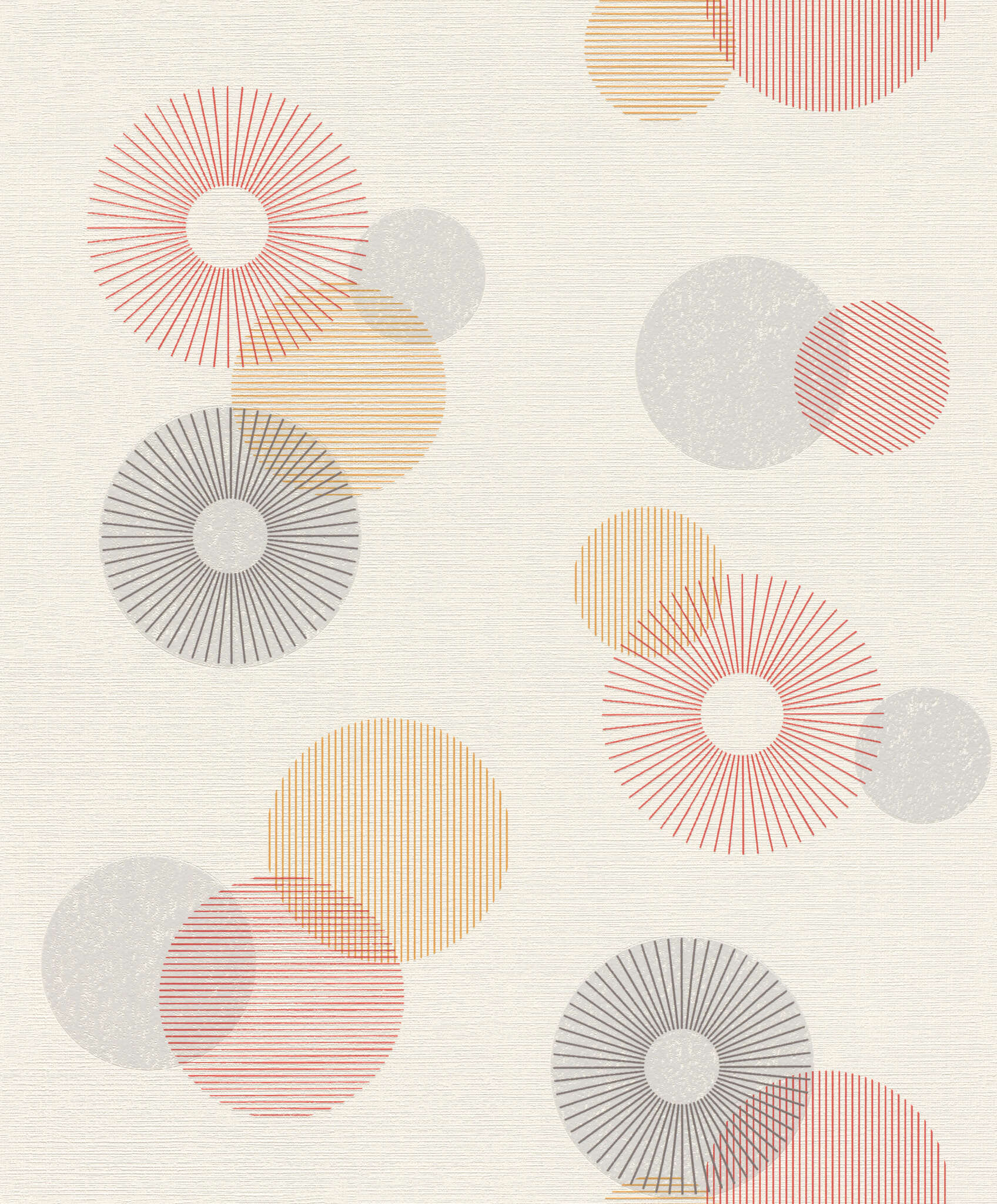 10-311518 Artikelscan 1 Light wallpaper with a playful circle pattern in rose, apricot and grey on a cream background