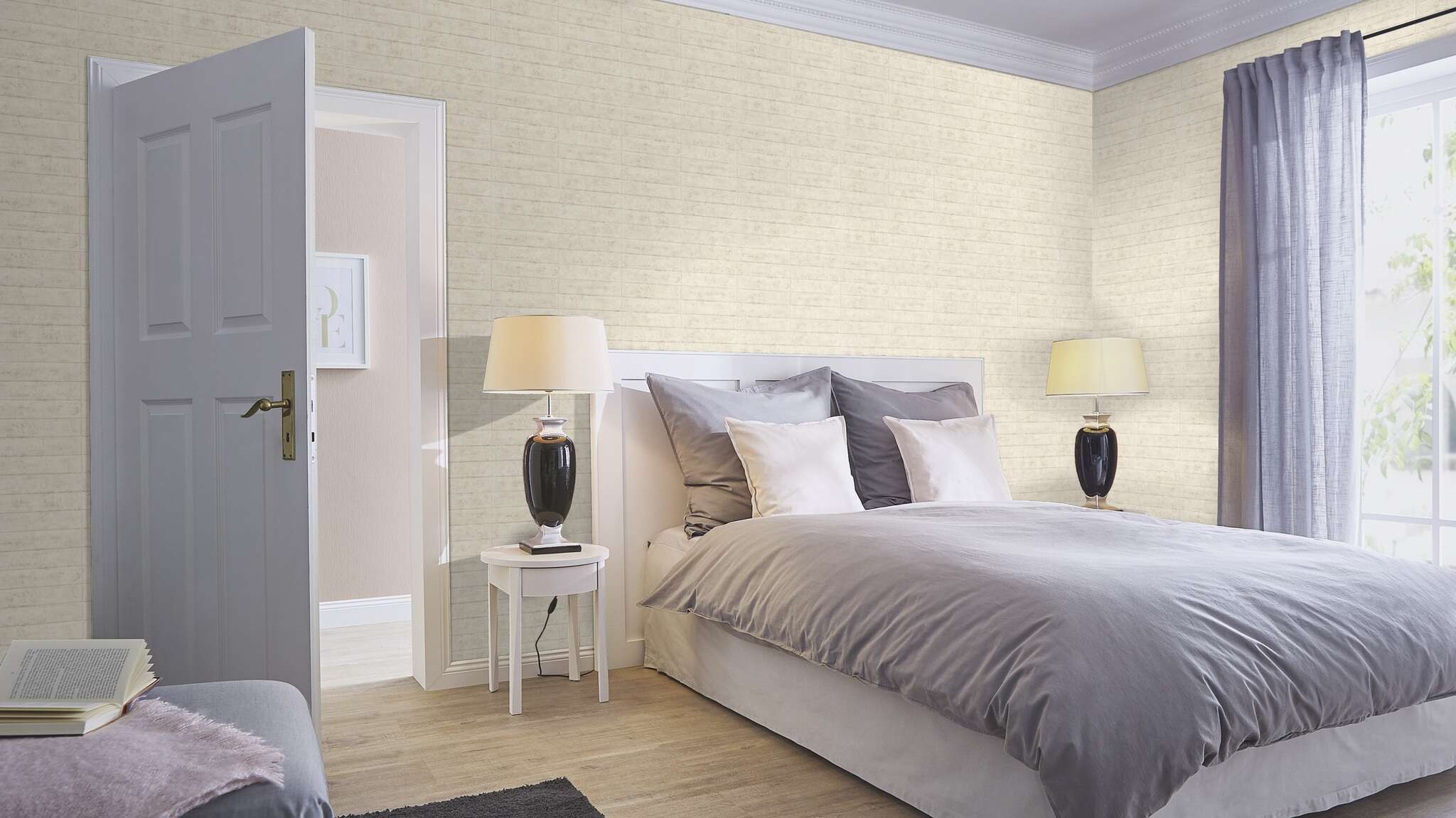 10-499629 Raumsituationen 3 Room with Wallpaper with stone wall