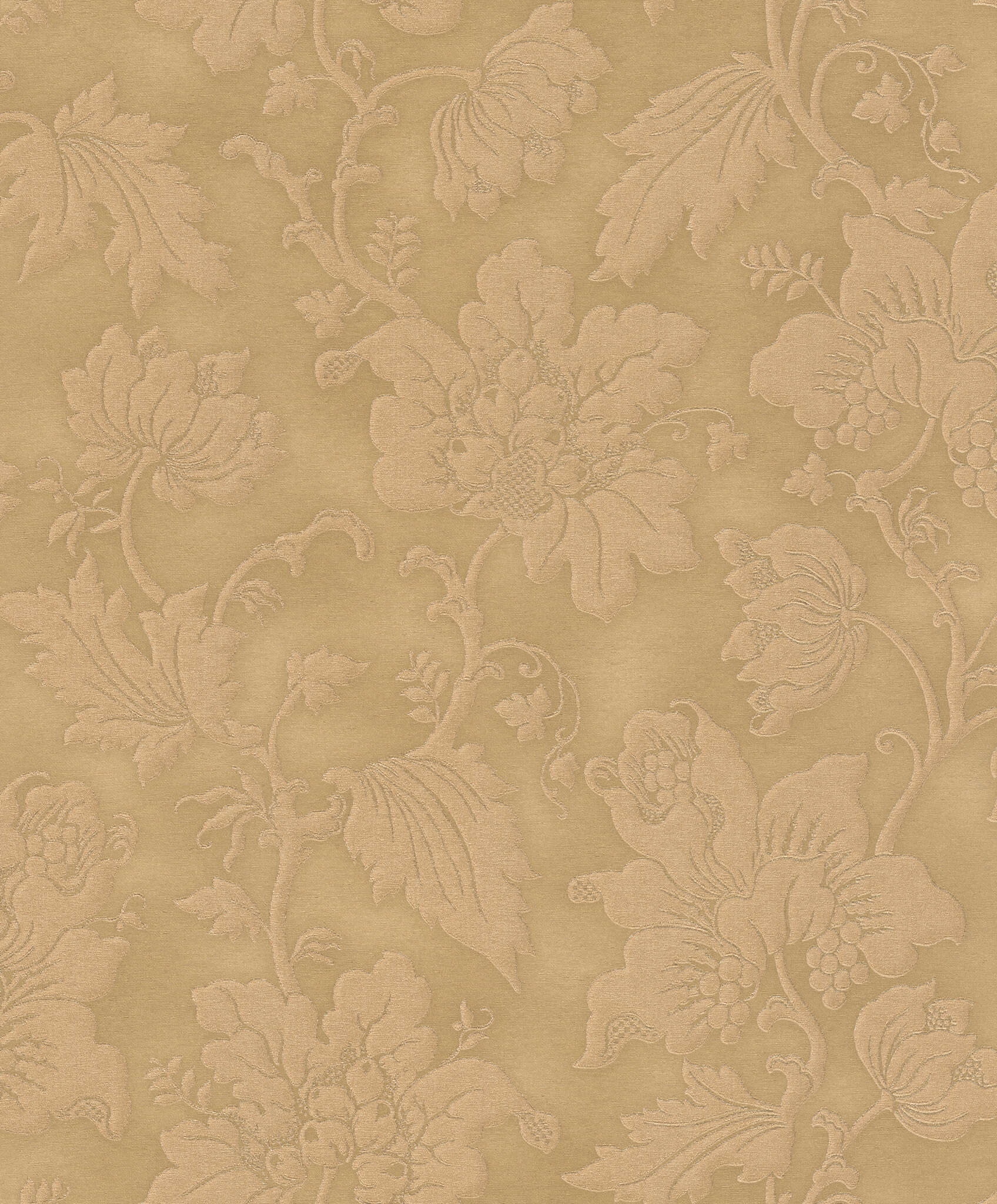 10-570472 Artikelscan 1 Flowers and leaves on a fine fabric background in gold-brown tones
