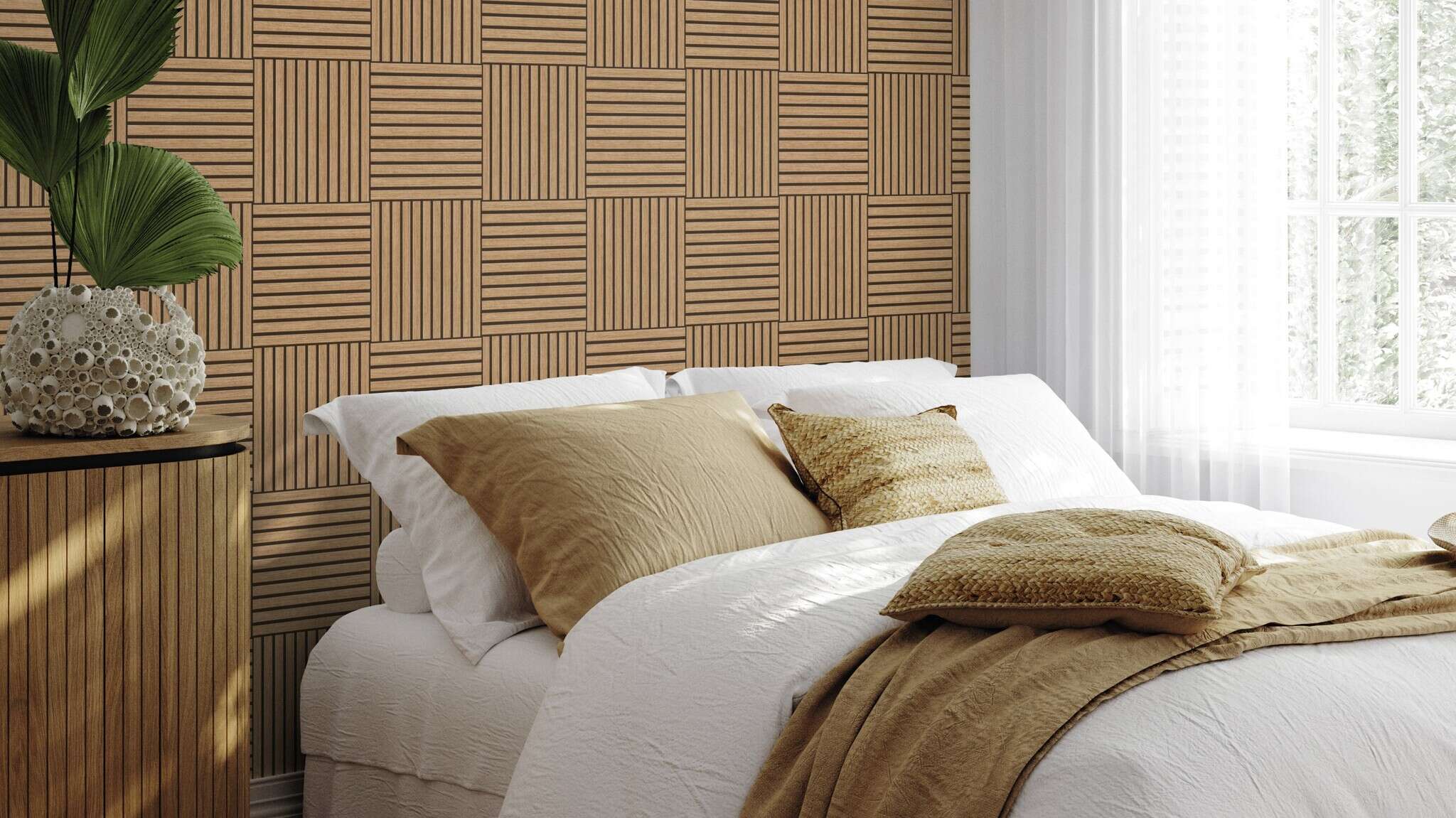 10-417173 Raumsituationen 1 Wood-effect wallpaper in brown – Tonea Factory VI 417173
