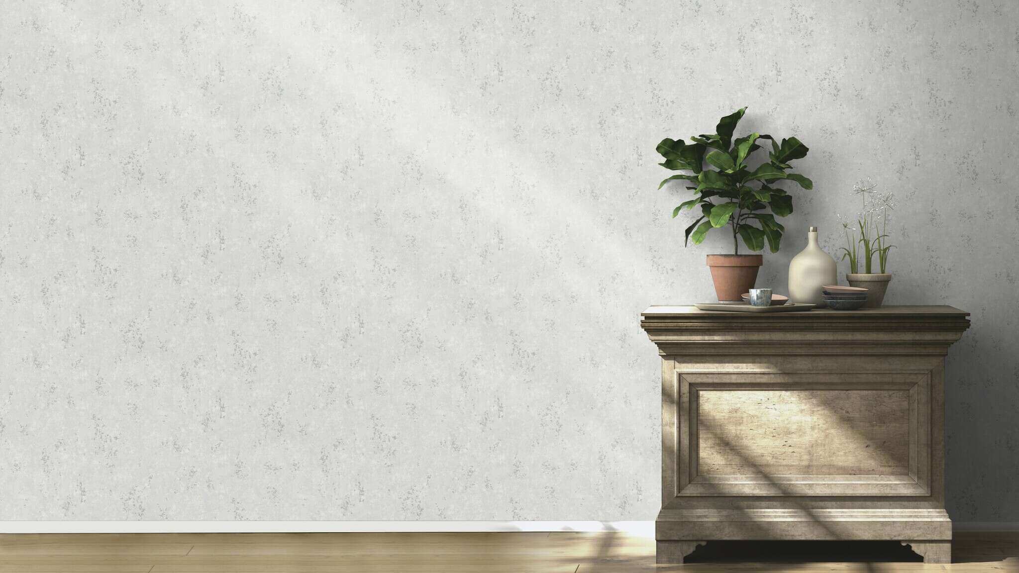 10-315745 Raumsituationen 1 Room with Light blue-grey wallpaper with a vintage character – perfectly matched to elegant patterns.