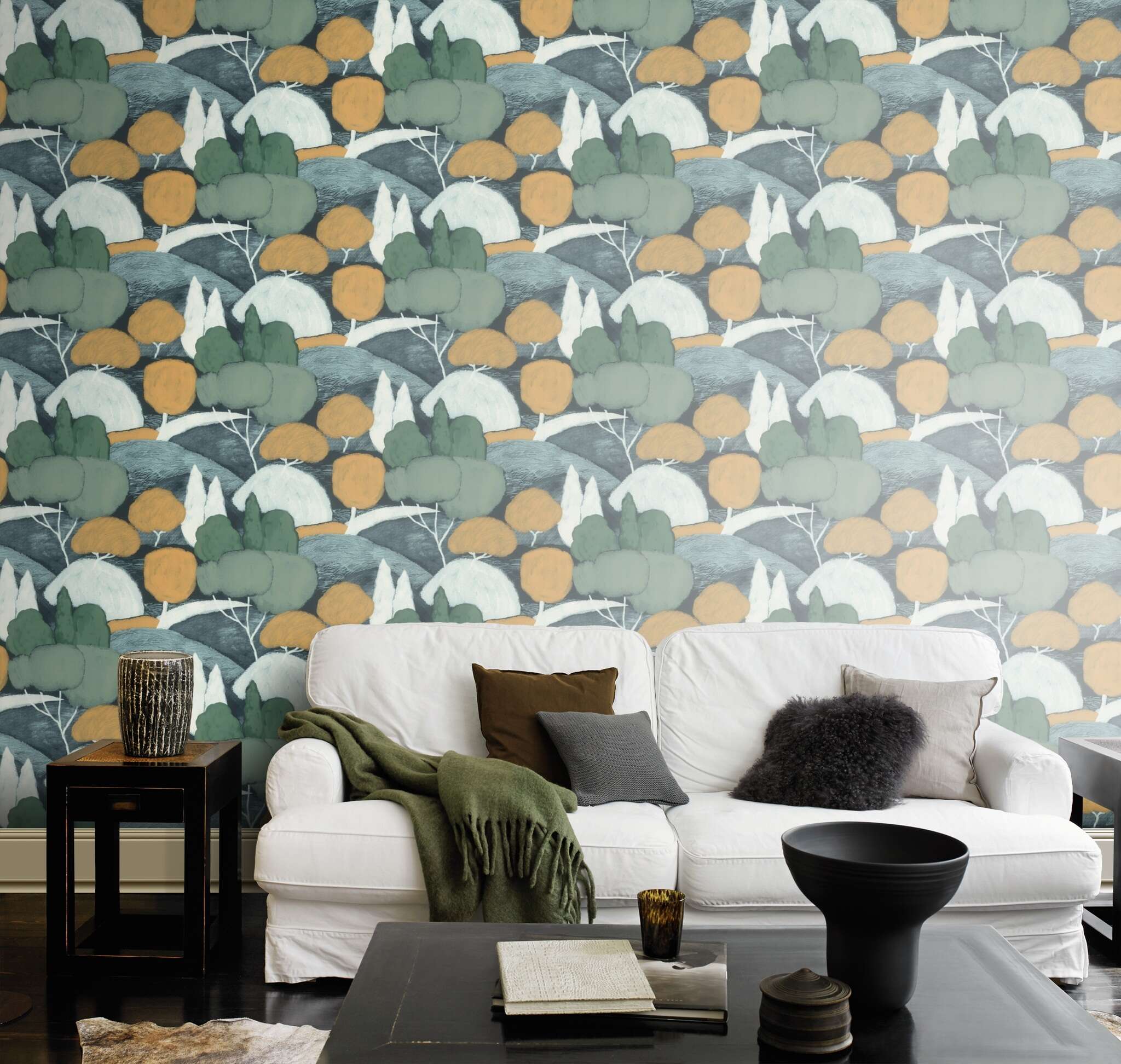 10-580105 Raumsituationen 5 Room with Wallpaper with painted landscape