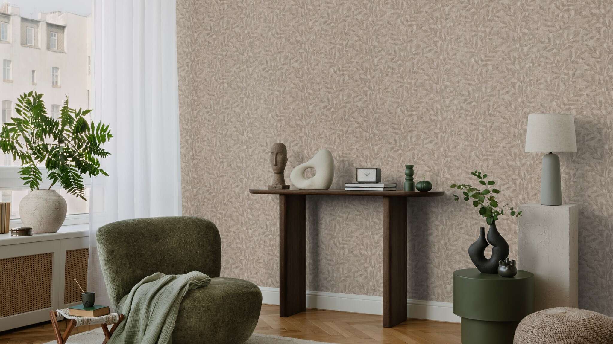 10-977059 Raumsituationen 2 Blätter Vliestapete in Braun-Helltaupe Selection doppeltbreit 977059
