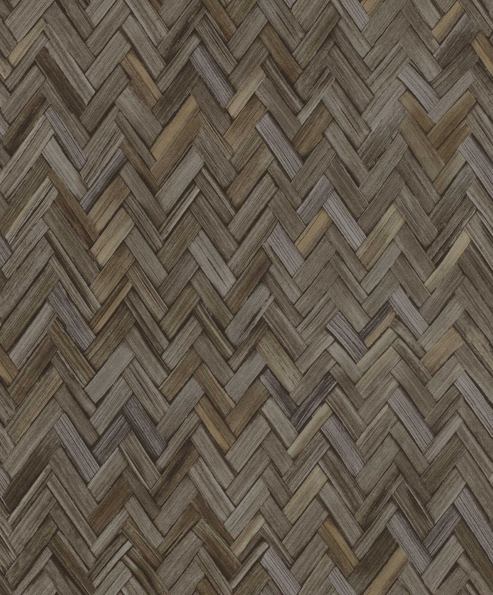 10-410358 Artikelscan 1 Dark non-woven wallpaper with a deceptively real bamboo texture in a herringbone pattern