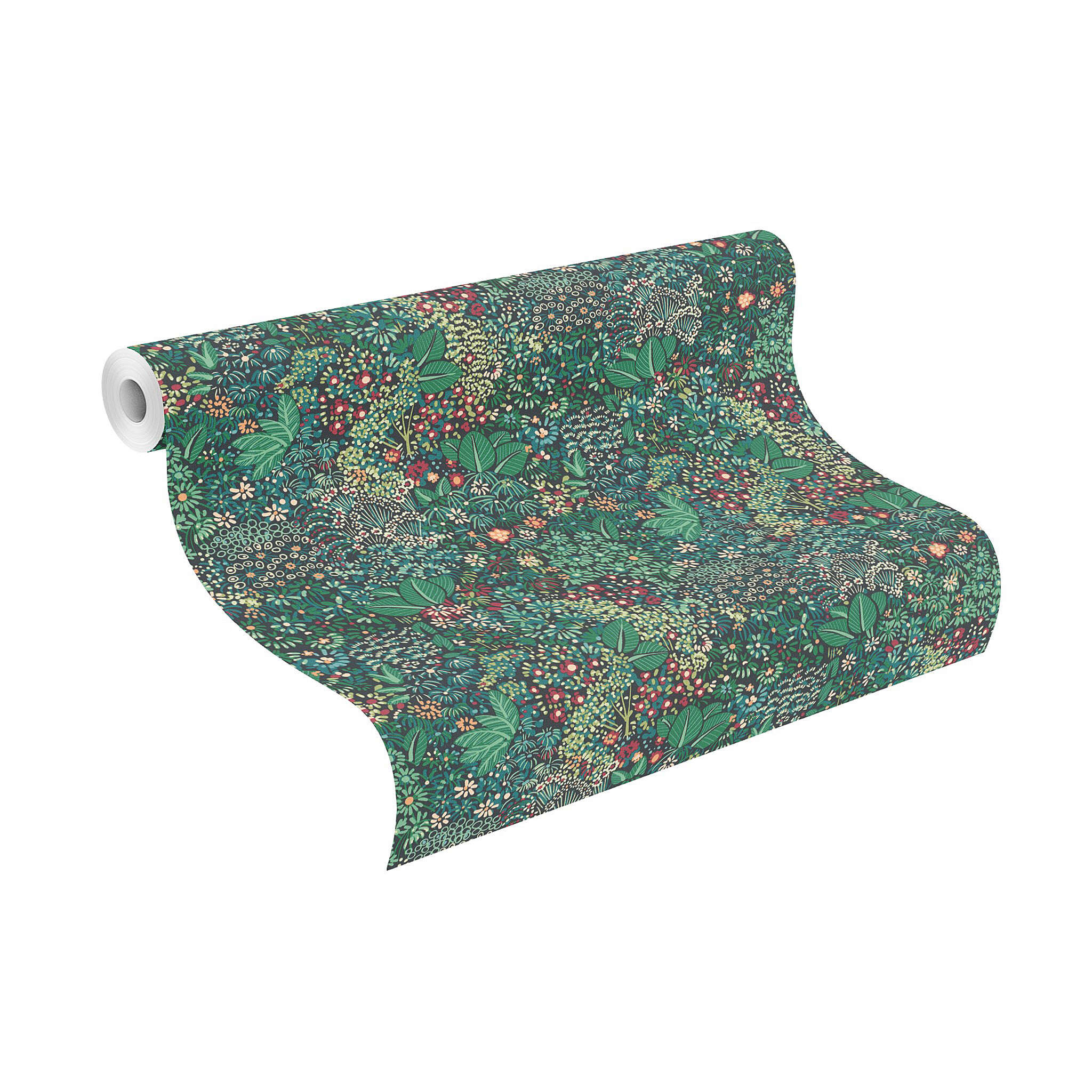 10-460834 Rolle abgerollt 1 Non-woven wallpaper in green-dark green Selection vinyl/non-woven 460834