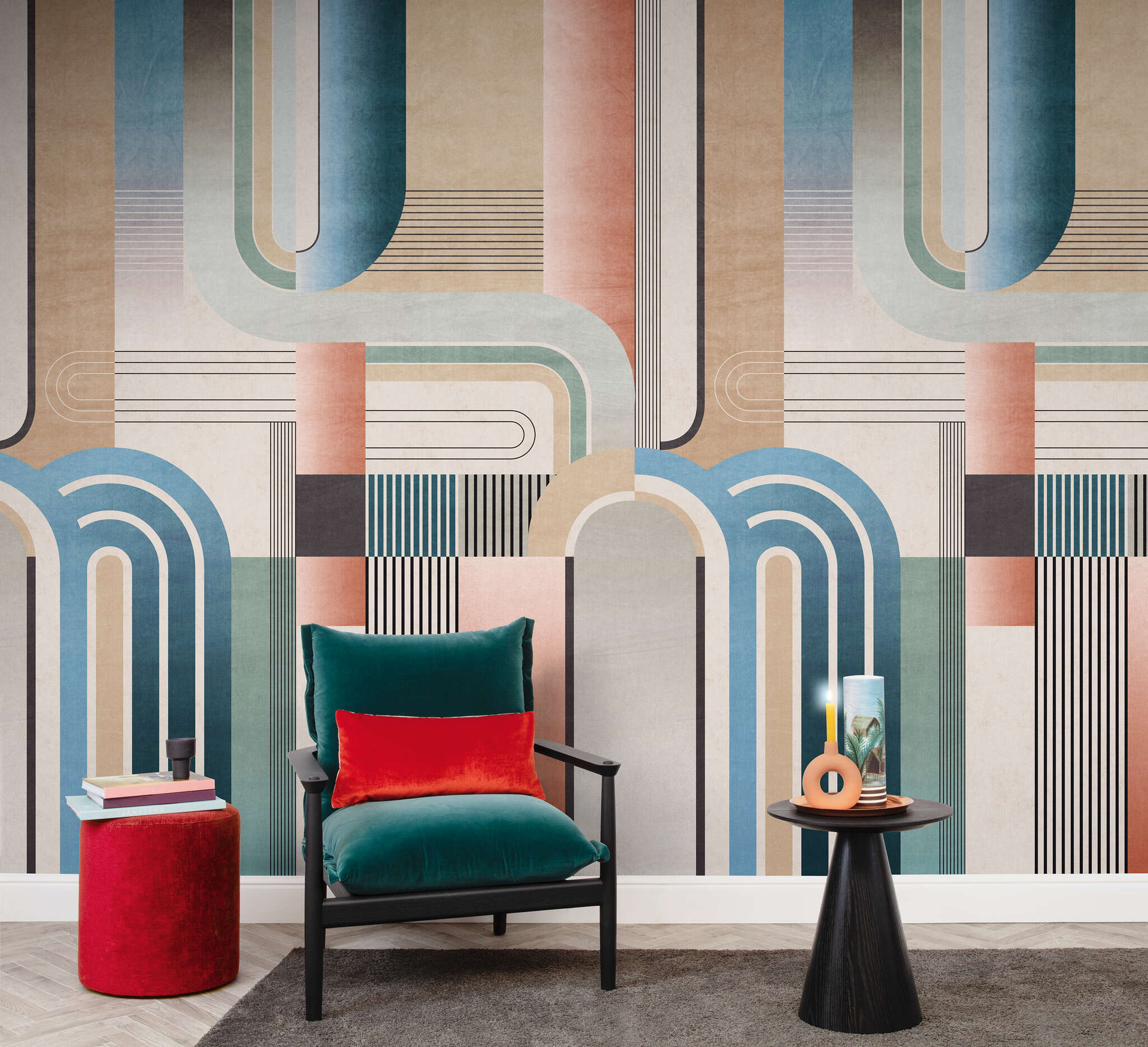 10-300075 Raumsituationen 1 Wall mural Vintage Twist in Beige | Roomblush - RB466