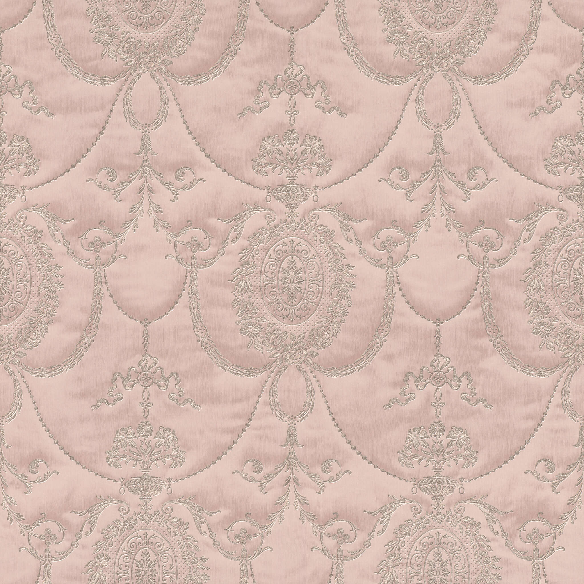 10-570823 Artikelscan 1 Eingestickte Ornamente auf rosa glänzendem Tuch in Seidenoptik