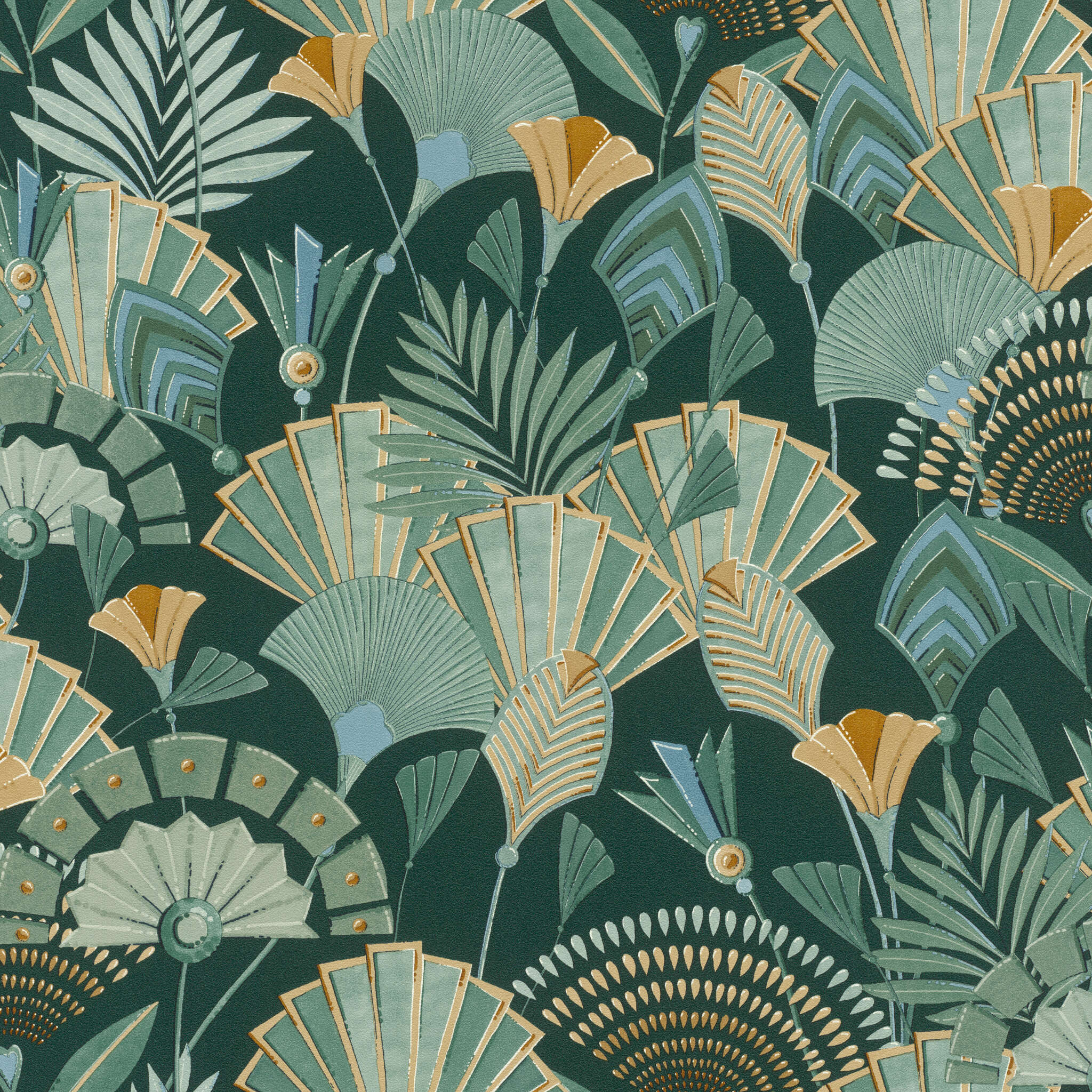 10-635690 Artikelscan 1 Wallpaper with abstract leaves and stylised plants in Art Deco style