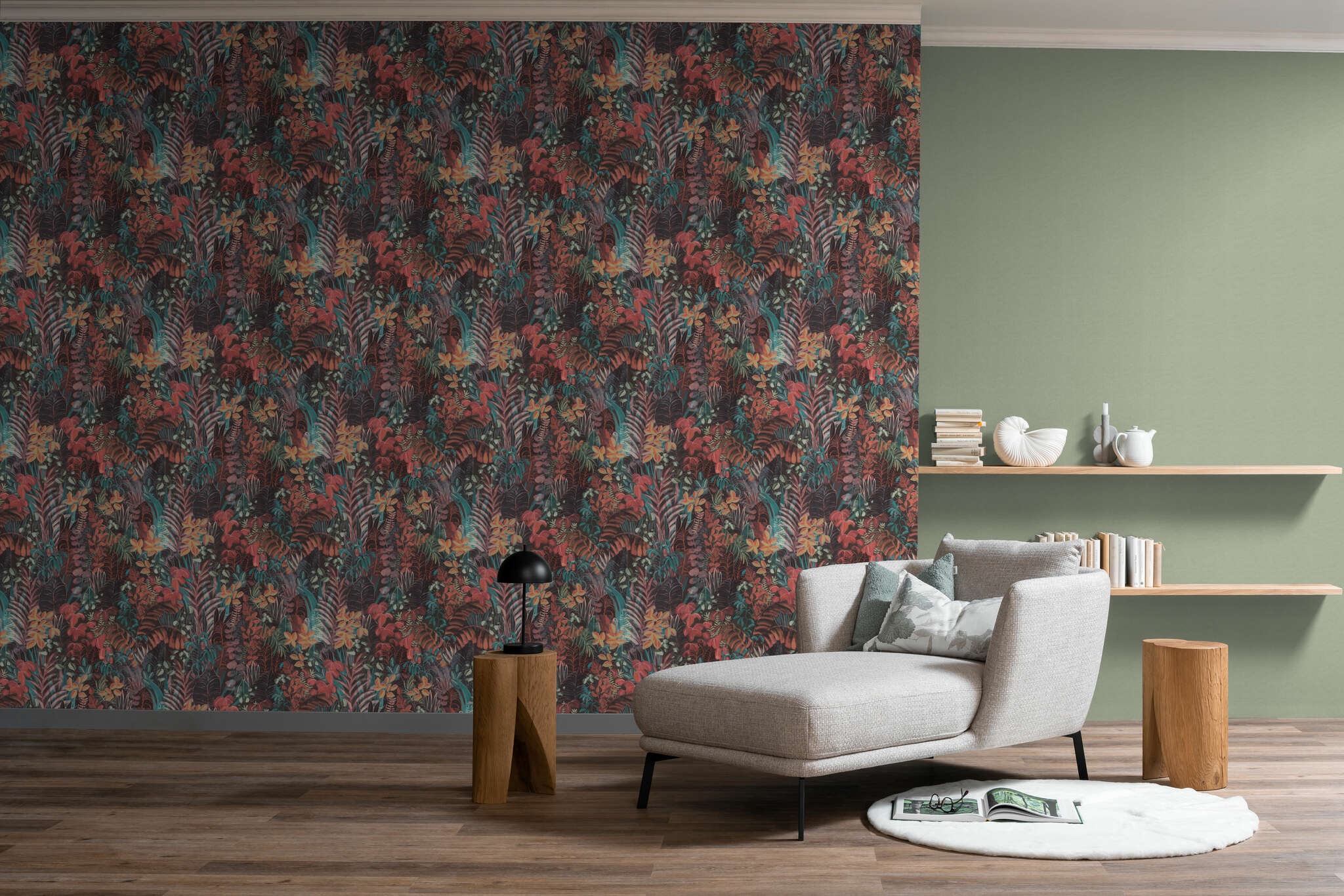 10-600285 Raumbilder 1 Room with Single-colour wallpaper with a woven look