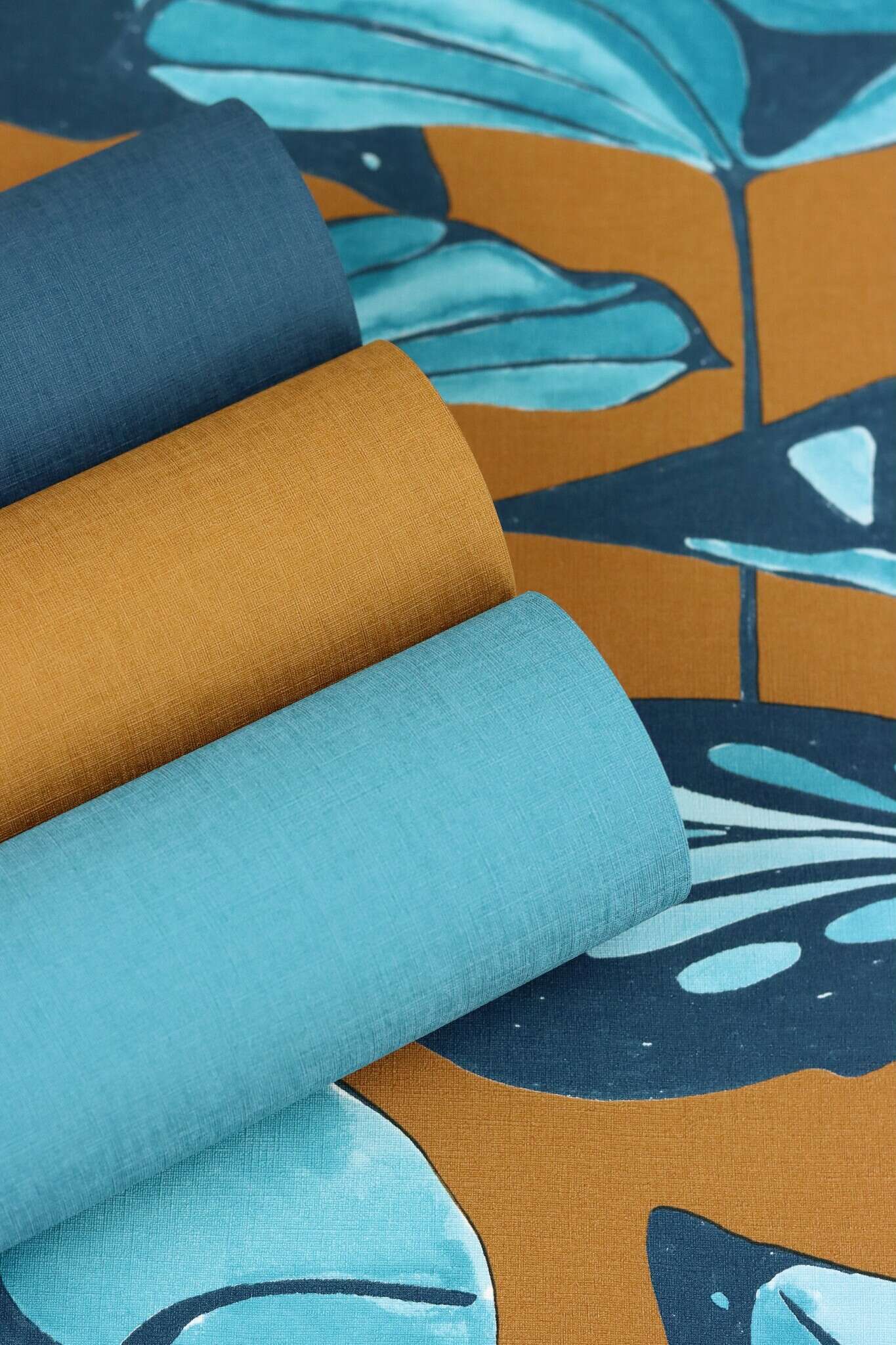 10-539660 Detailaufnahmen 6 Lotusblätter non-woven wallpaper in brown-cognac Selection 539660