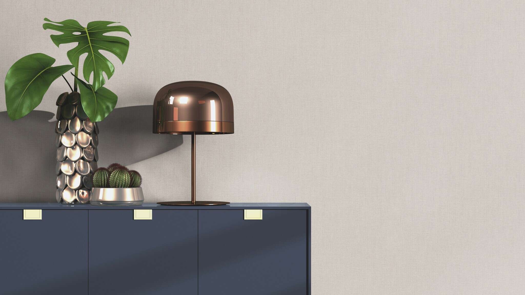 10-484564 Raumsituationen 3 Room with Single-colour wallpaper with a textile texture