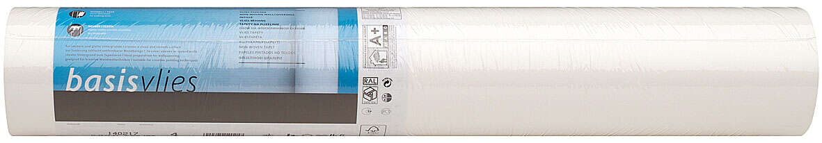 10-140217 Rolle verpackt 2 Unrolled wallpaper roll with White, paintable waste paper non-woven