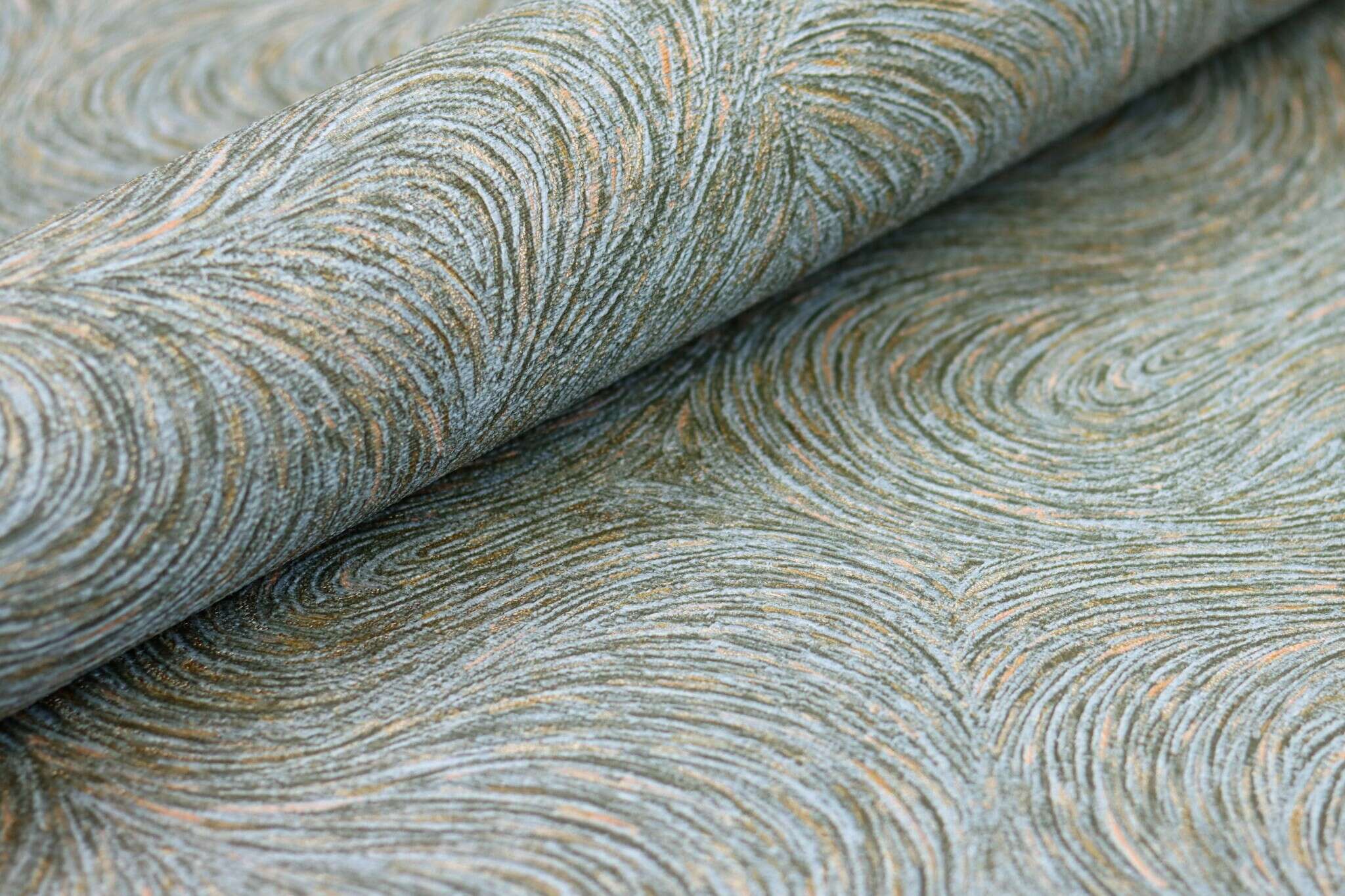 10-970111 Detailaufnahmen 8 Vague papier peint intissé bleu-bleu-gris Selection double largeur 970111