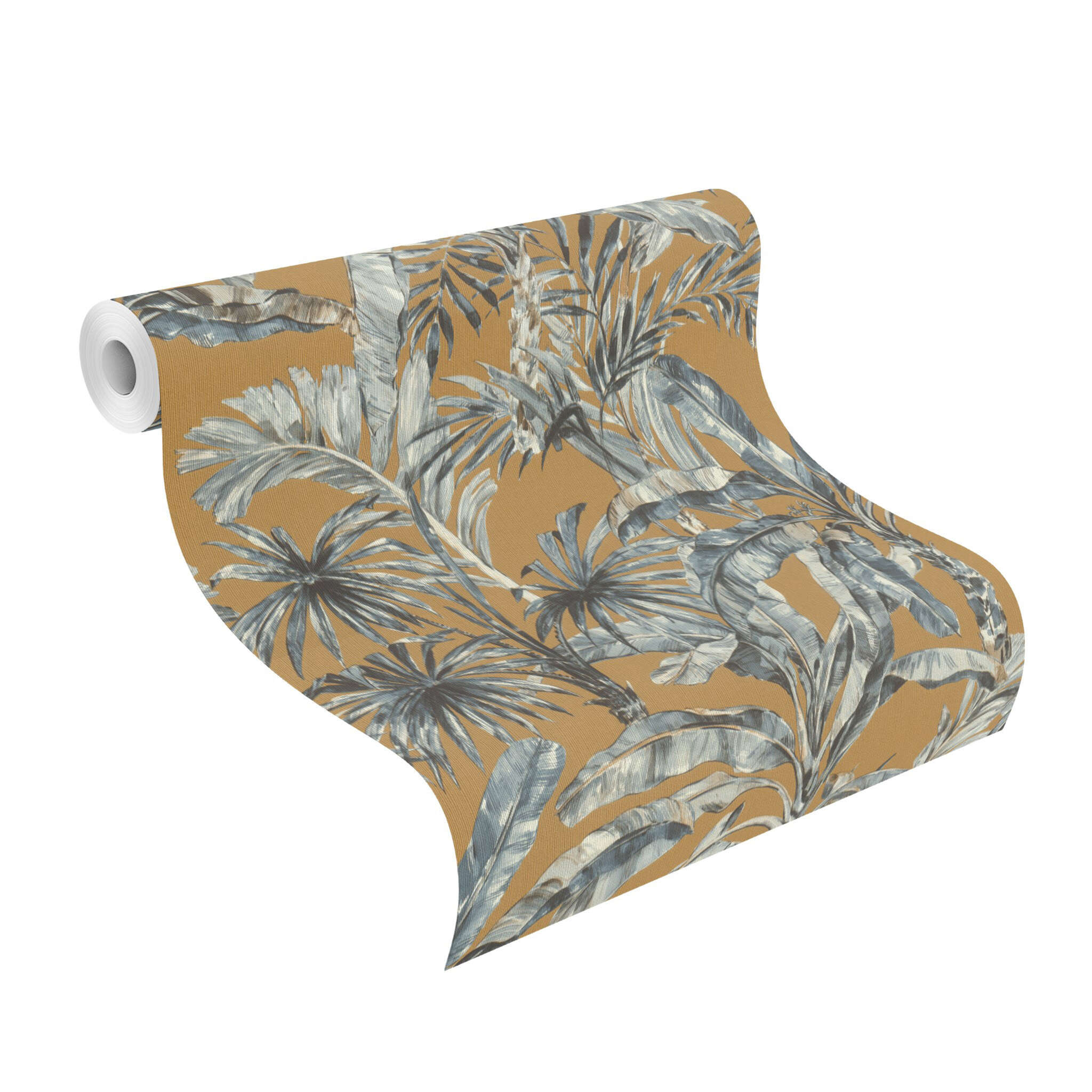 10-485264 Rolle abgerollt 1 Palms non-woven wallpaper in brown-cognac Selection 485264